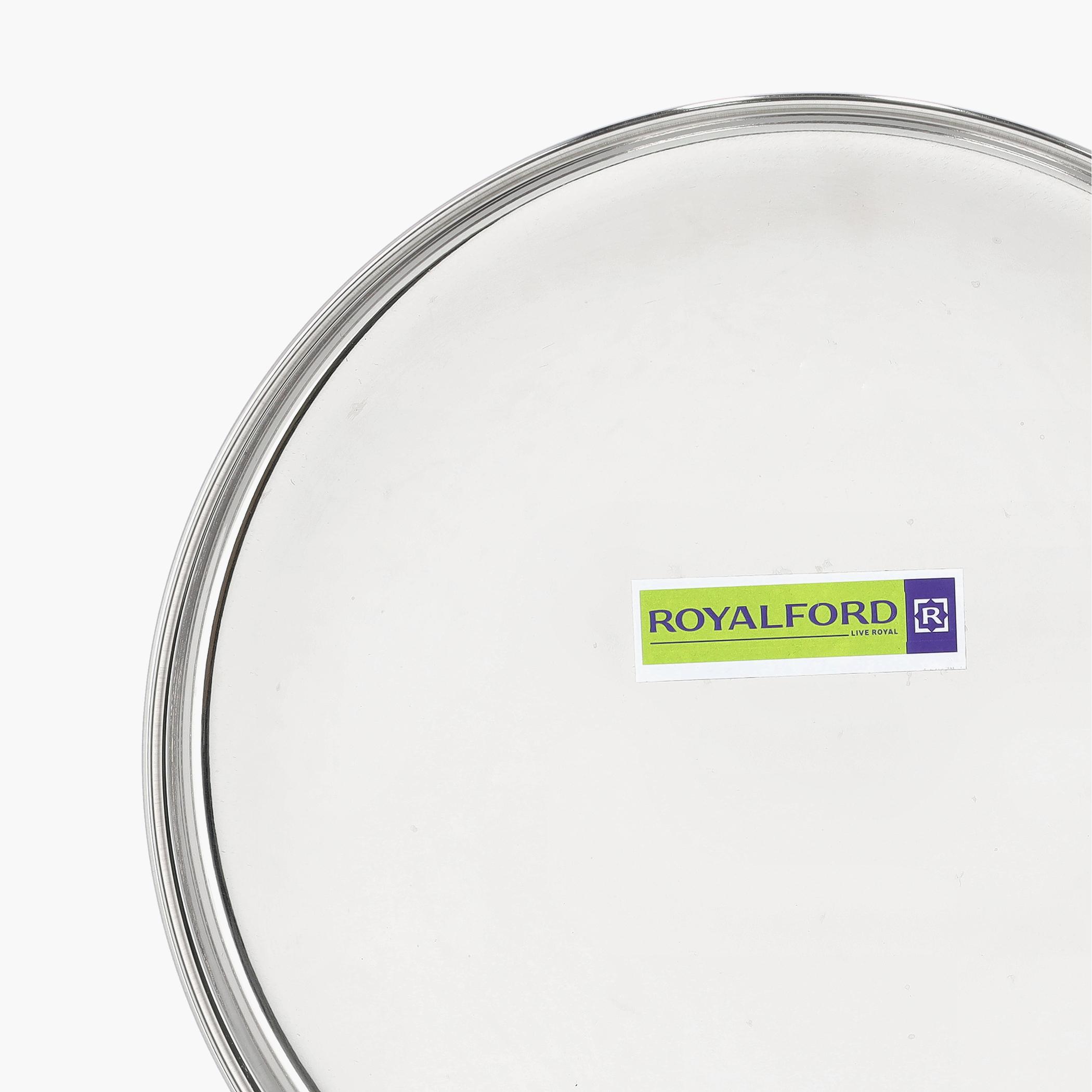 Stainless Steel Dinner Plate - 24 cms-household-dining-dinnerware-plates-image-3