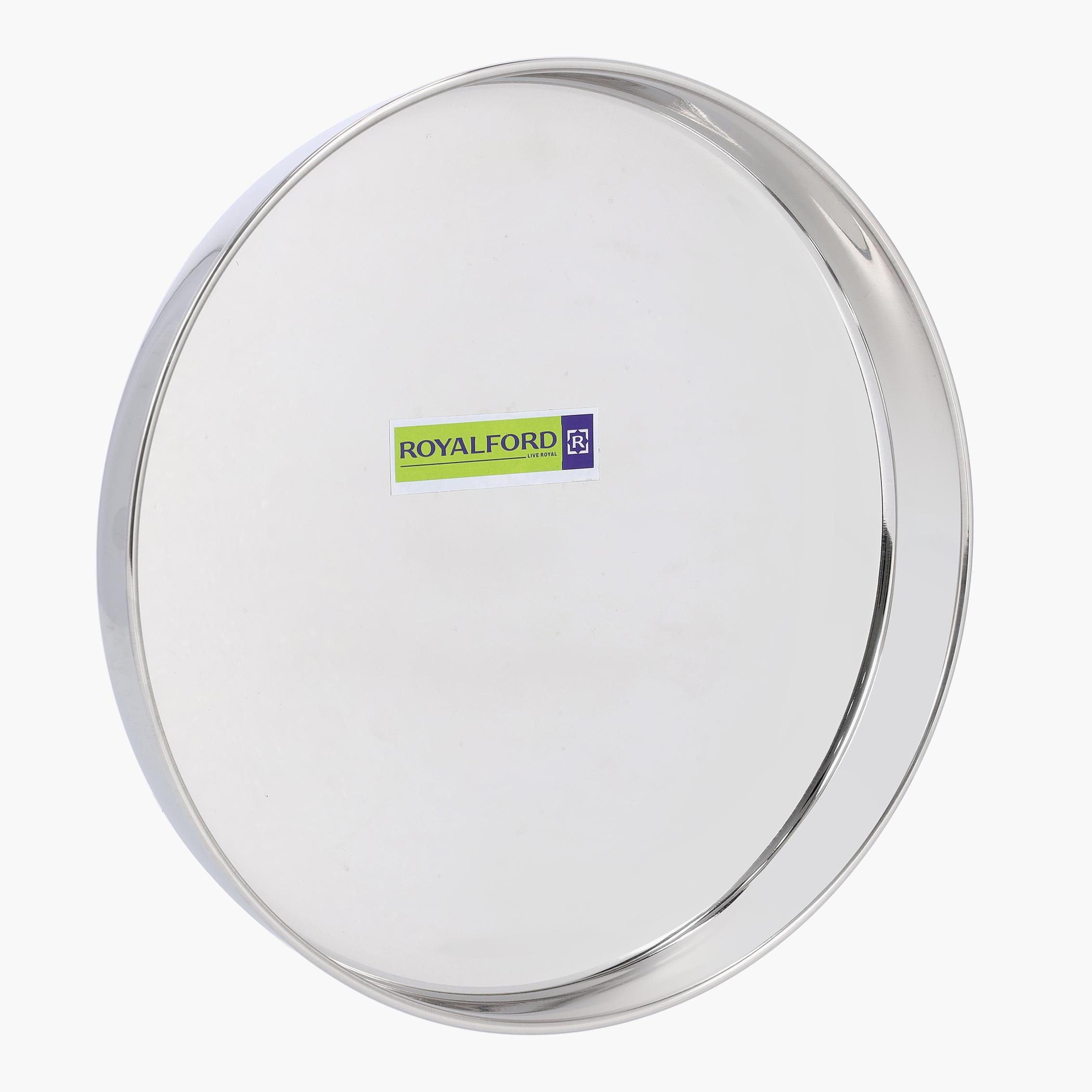 Stainless Steel Dinner Plate - 24 cms-household-dining-dinnerware-plates-image-5