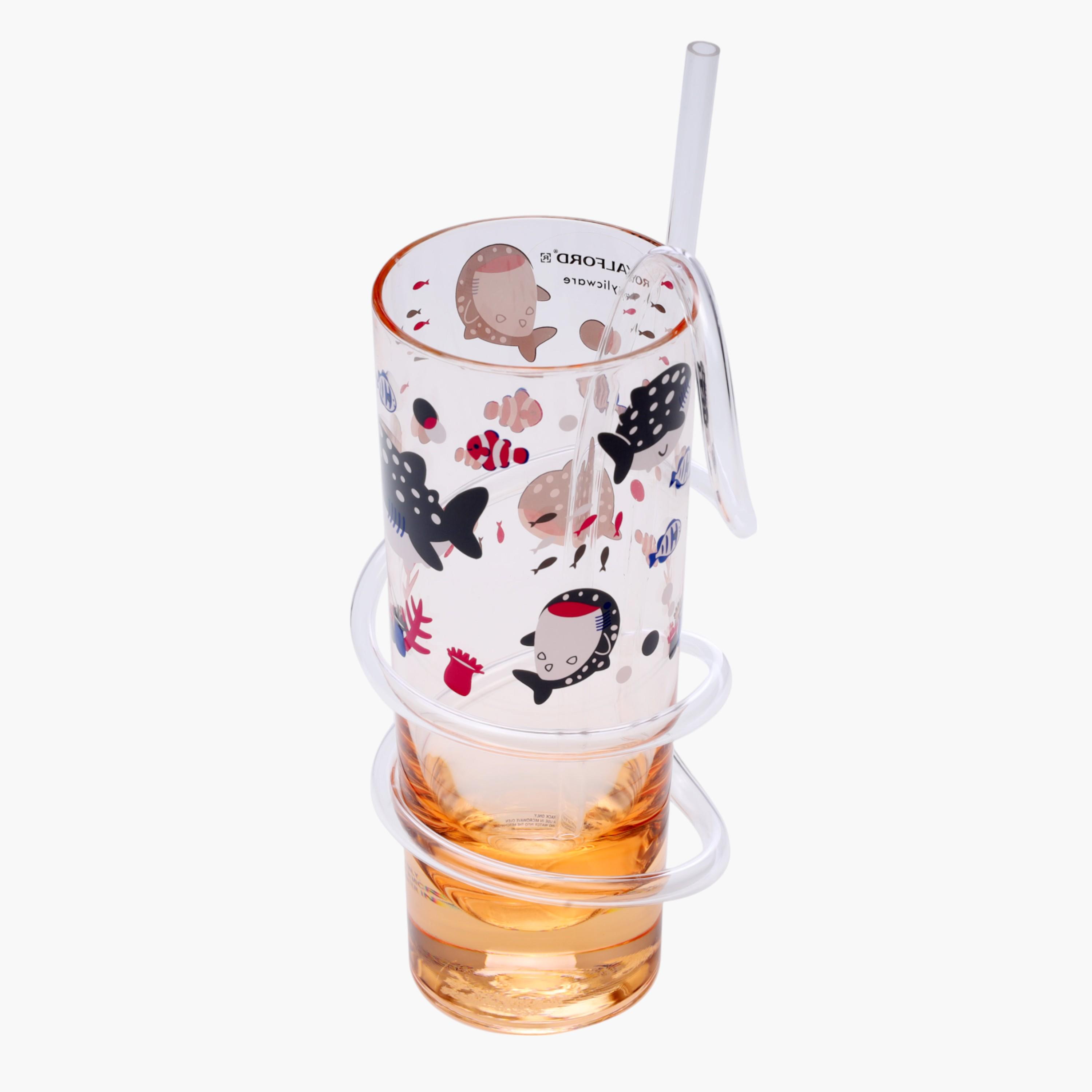 كوب عصير زجاج شفاف مع قشة من رويال فورد-household-dining-teaandcoffee-mugsandcups-image-6