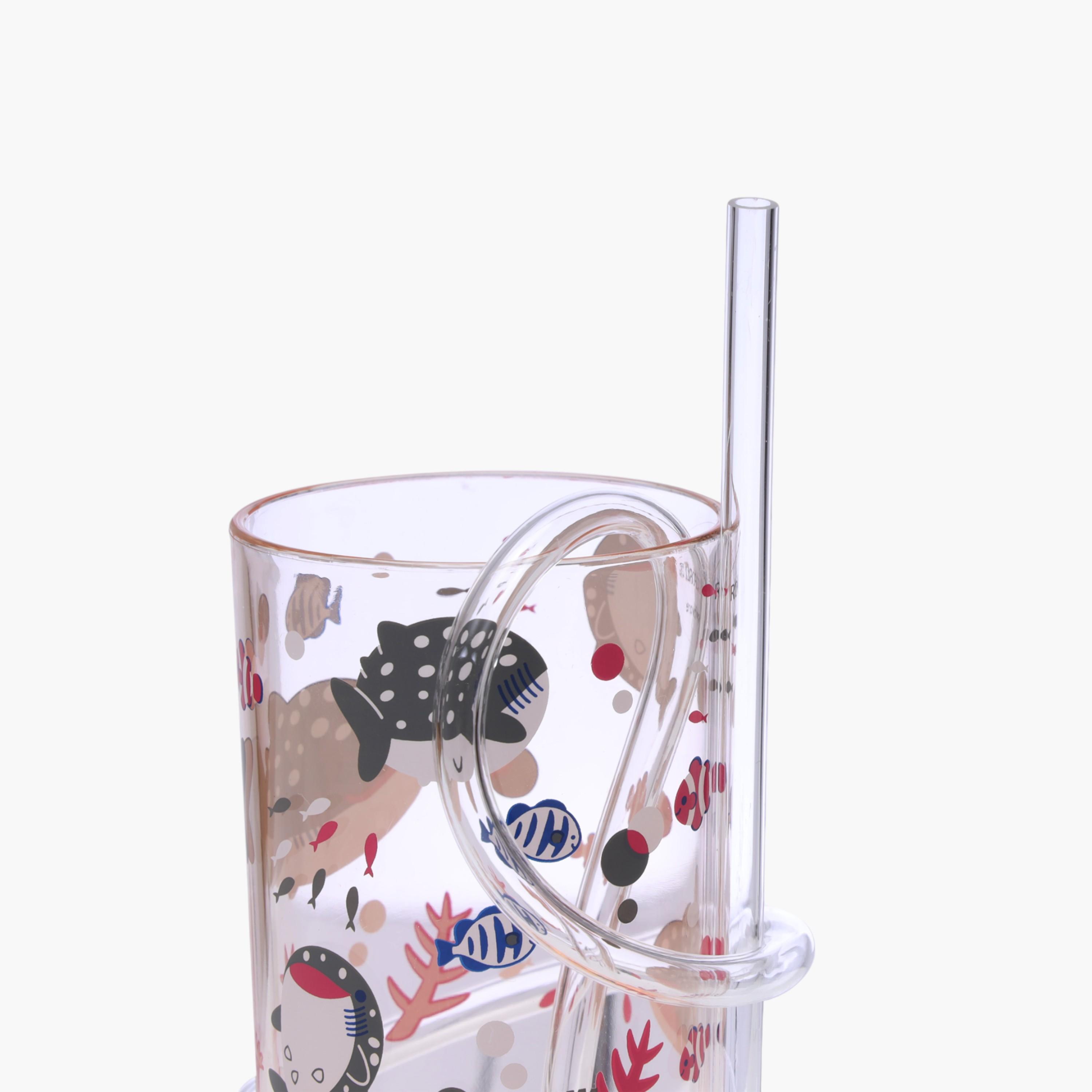 كوب عصير زجاج شفاف مع قشة من رويال فورد-household-dining-teaandcoffee-mugsandcups-image-5