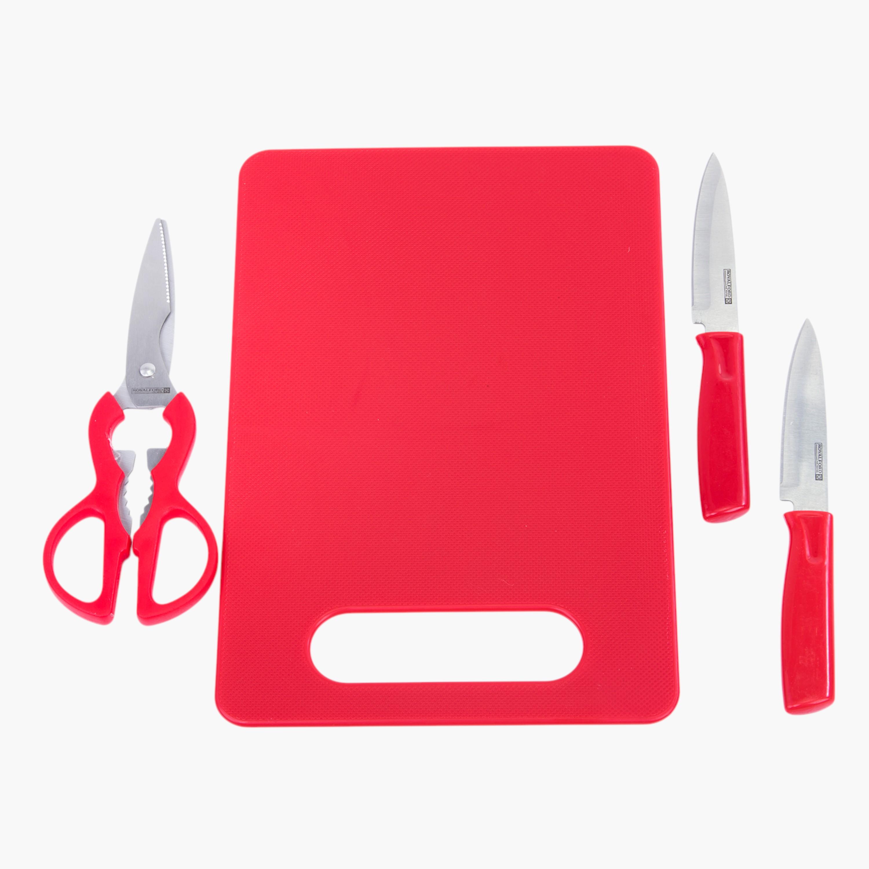 Royalford 4-Piece Kitchen Knife Set with Cutting Board and Scissor-household-kitchen-kitchentoolsandutensils-knives-image-1