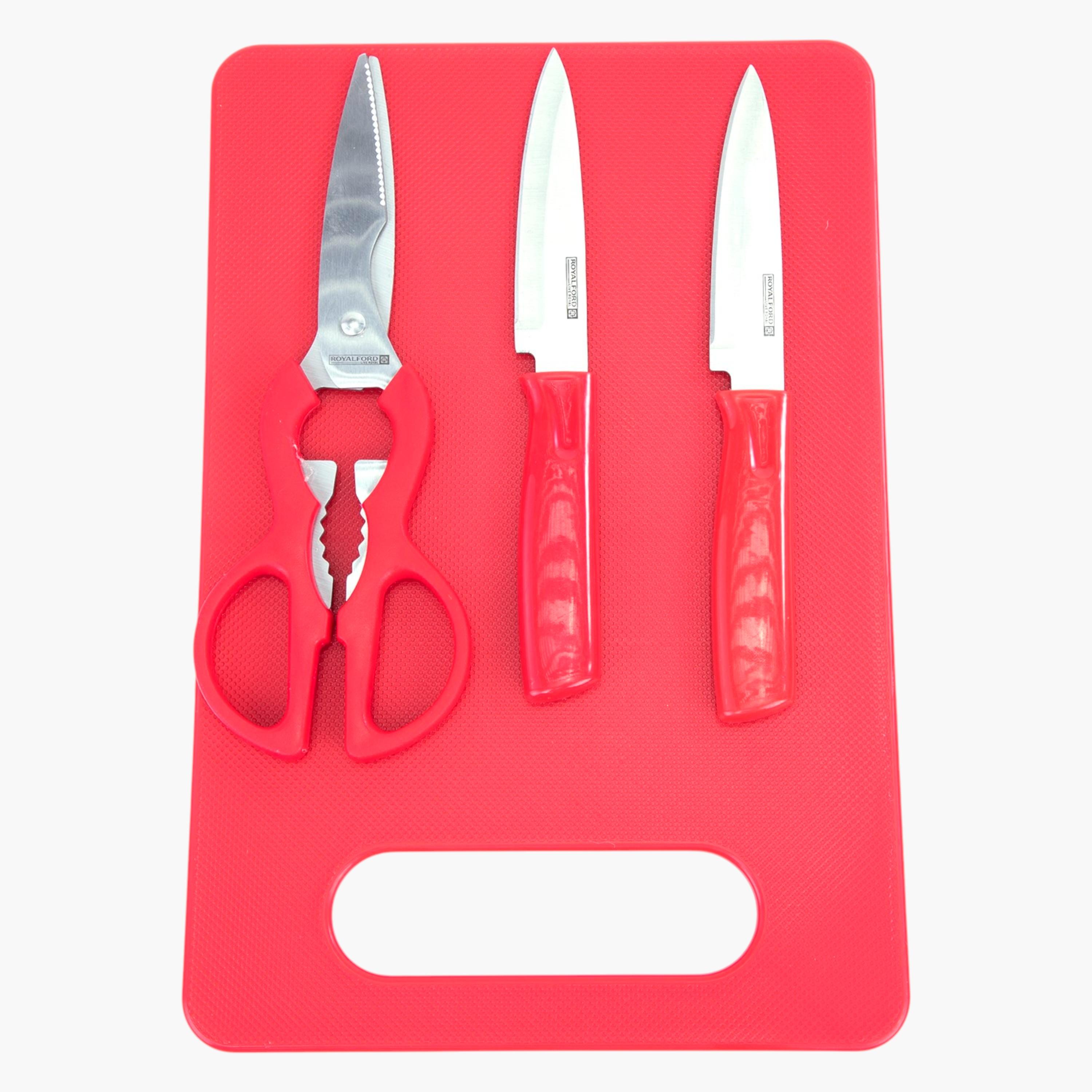 Royalford 4-Piece Kitchen Knife Set with Cutting Board and Scissor-household-kitchen-kitchentoolsandutensils-knives-image-2