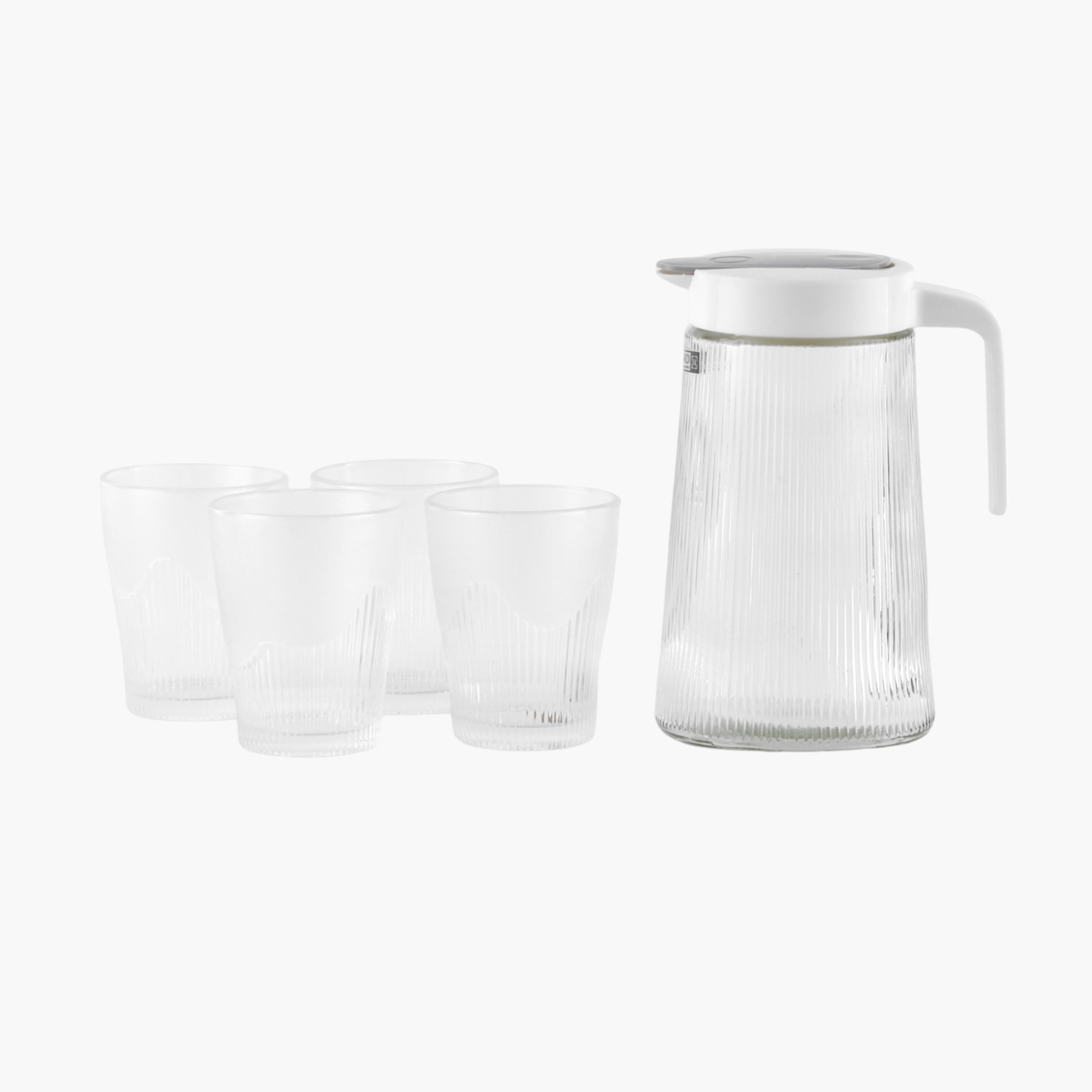 Glass 5-Piece Water Jug and Tumbler Set-household-dining-drinkserveware-jugsdecantersandcarafes-image-1