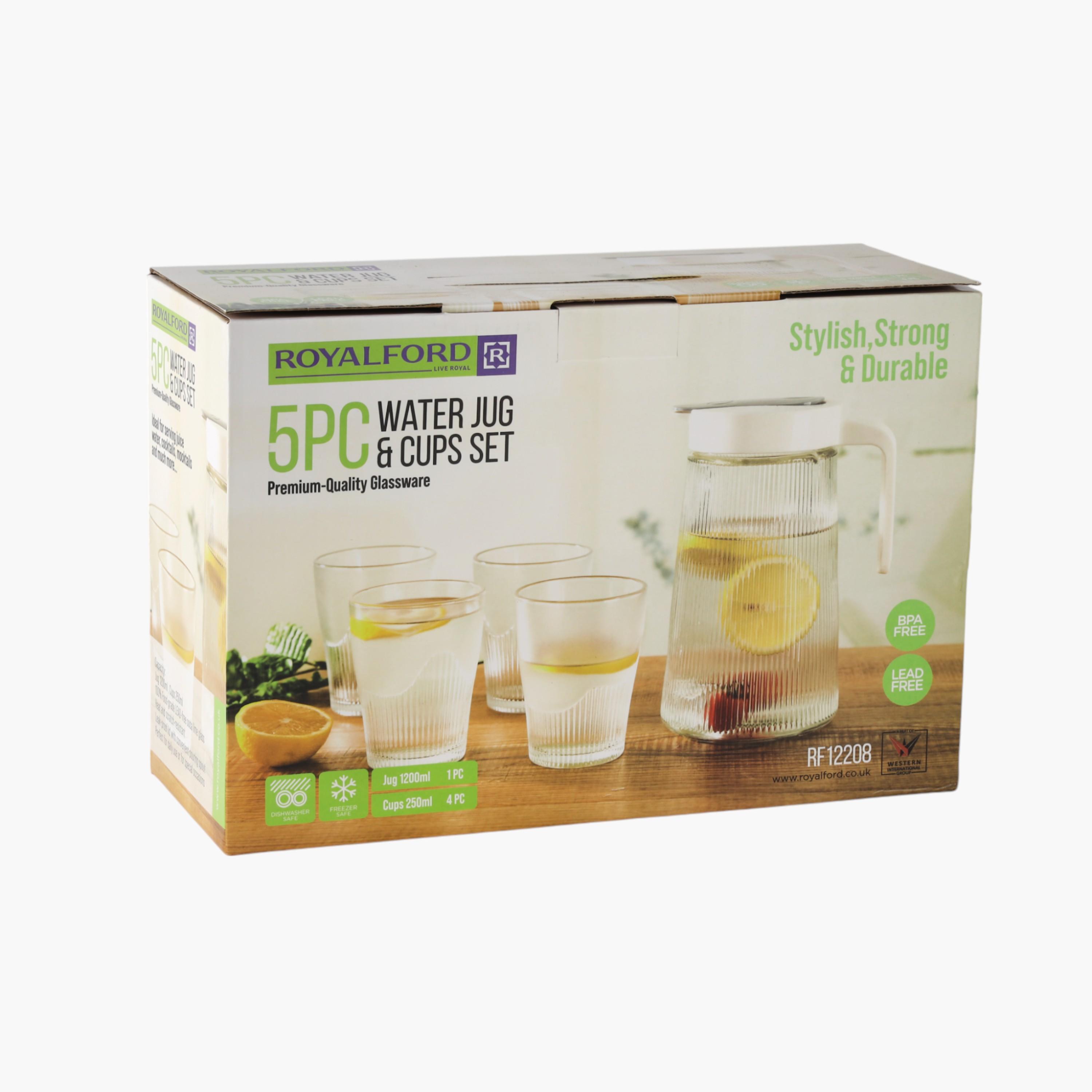 Glass 5-Piece Water Jug and Tumbler Set-household-dining-drinkserveware-jugsdecantersandcarafes-image-9