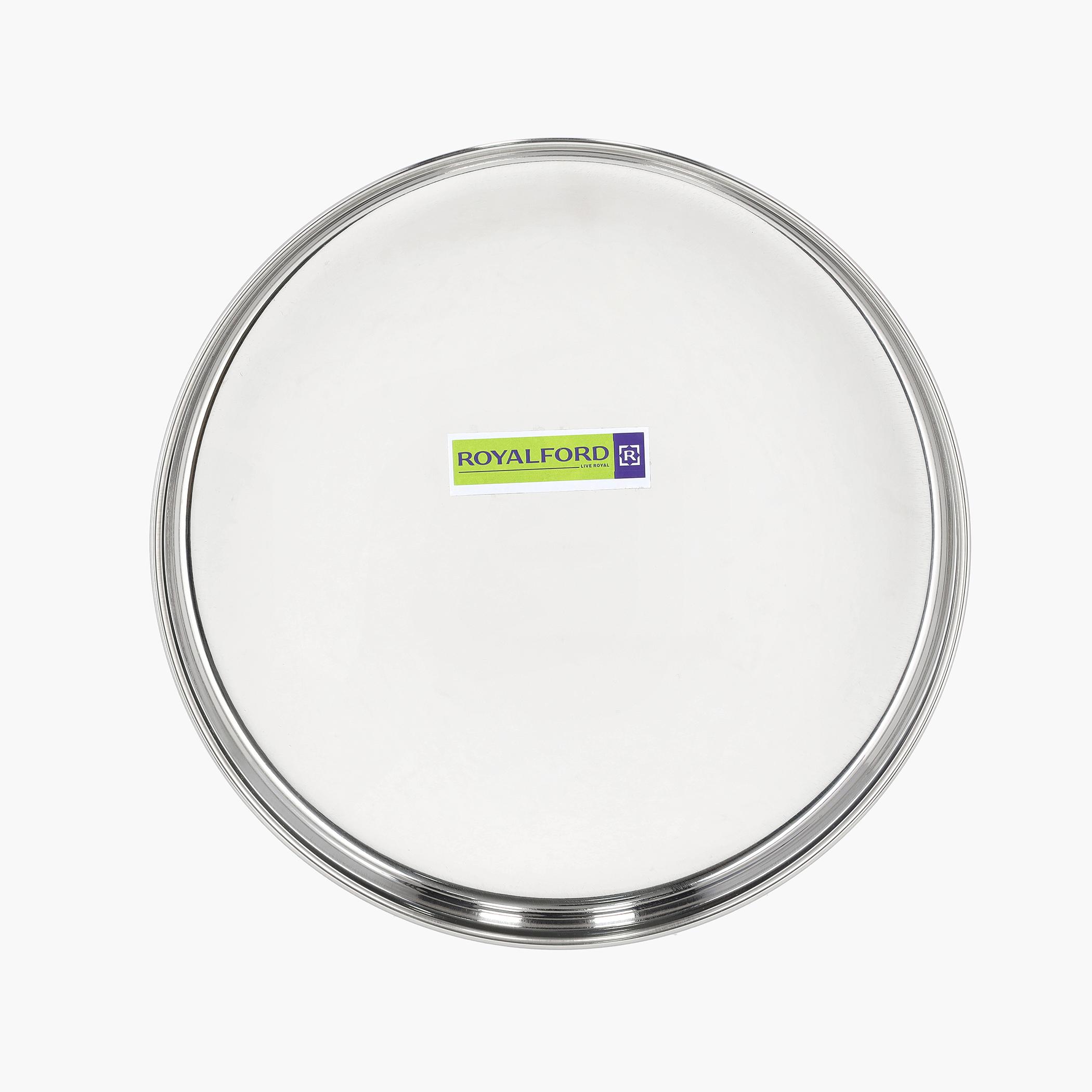Stainless Steel Serving Plate - 26 cms-household-dining-dinnerware-plates-image-2