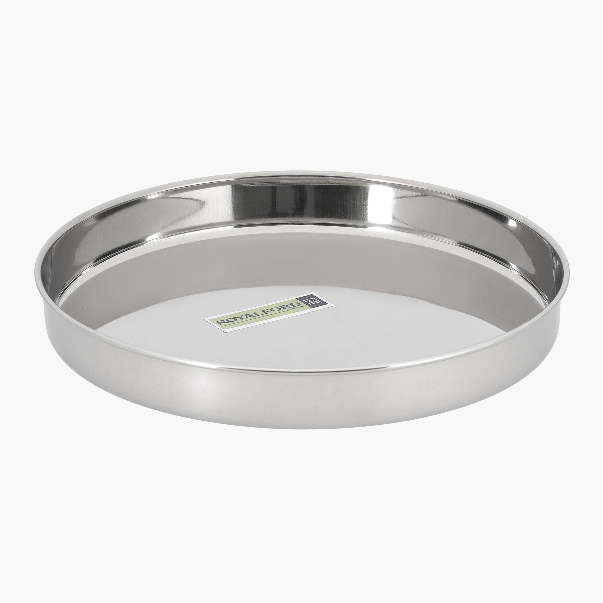 Stainless Steel Serving Plate - 26 cms-household-dining-dinnerware-plates-image-1
