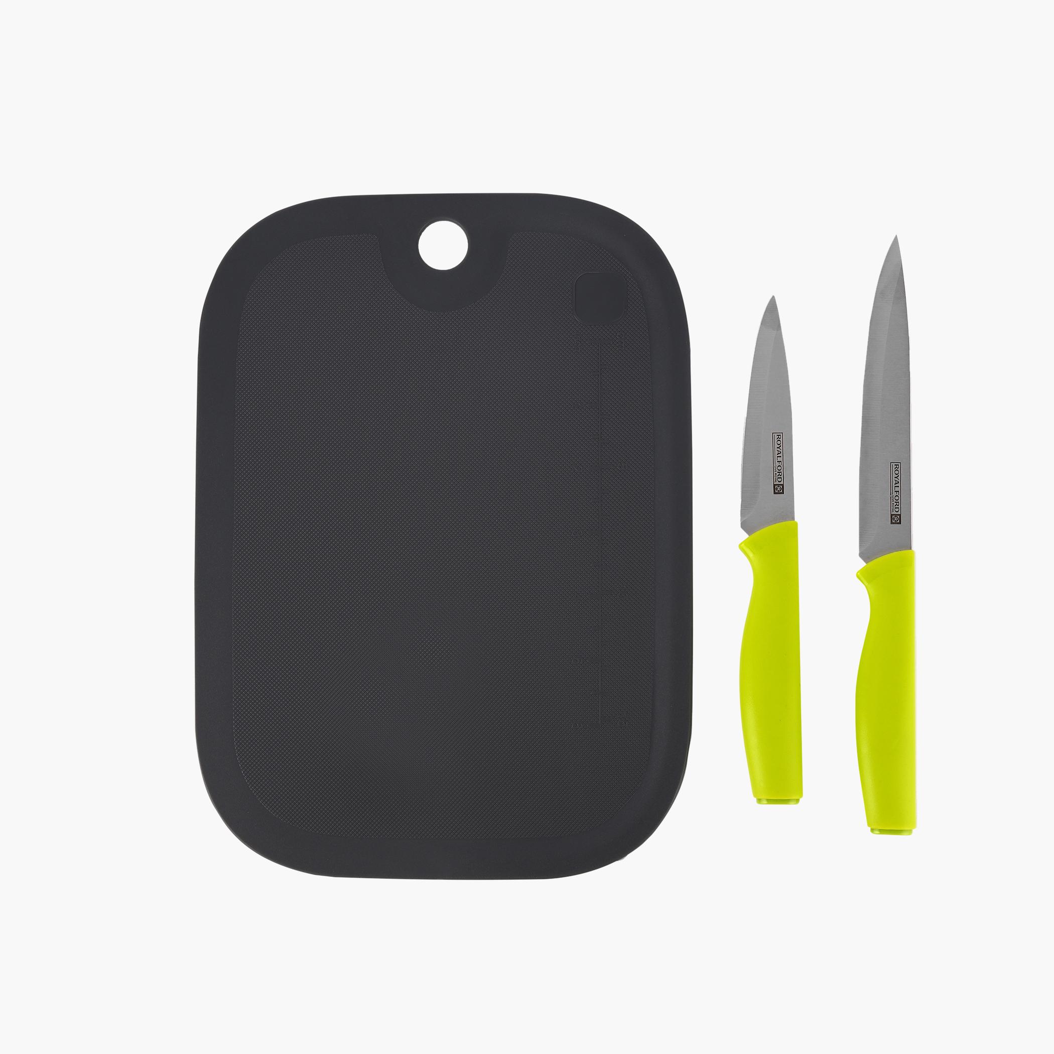 طقم لوح تقطيع و2 سكين من رويال فورد-household-kitchen-kitchentoolsandutensils-knives-image-1