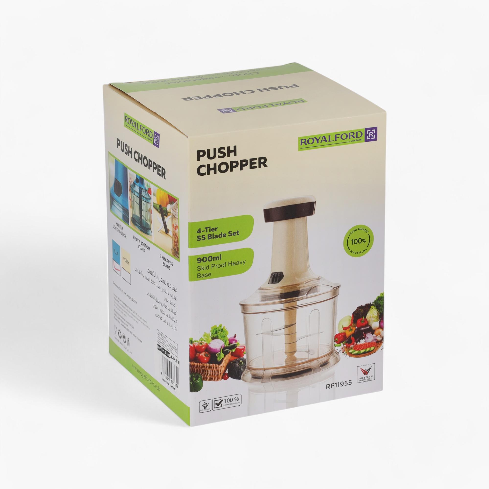 Push Chopper with 4-Tier Stainless Steel Blades - 900 ml-household-appliances-kitchenappliances-foodprocessors-image-2