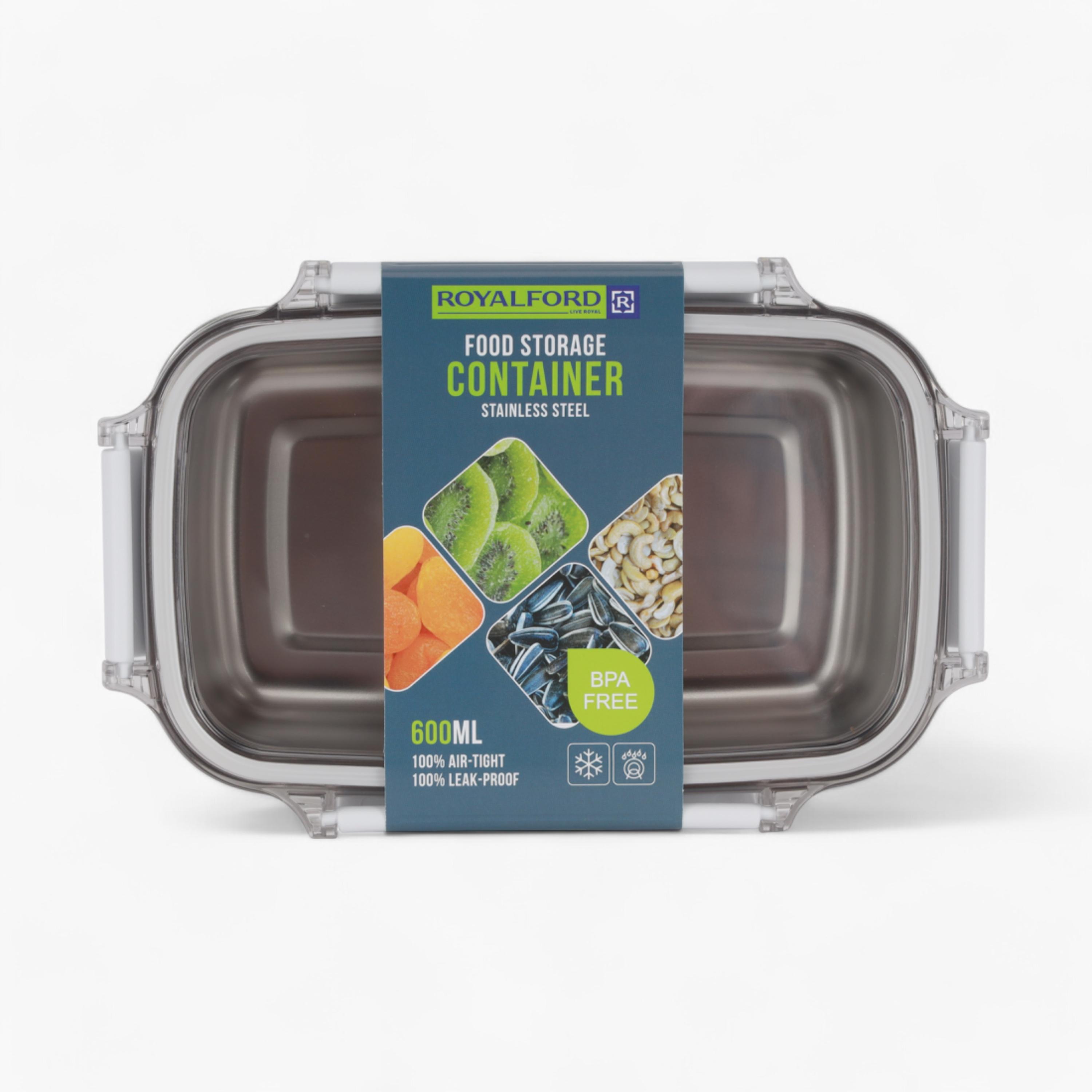 صندوق غداء ستانلس ستيل محكم الغلق من رويال فورد - 600 مل-household-kitchen-foodstorage-containers-image-2
