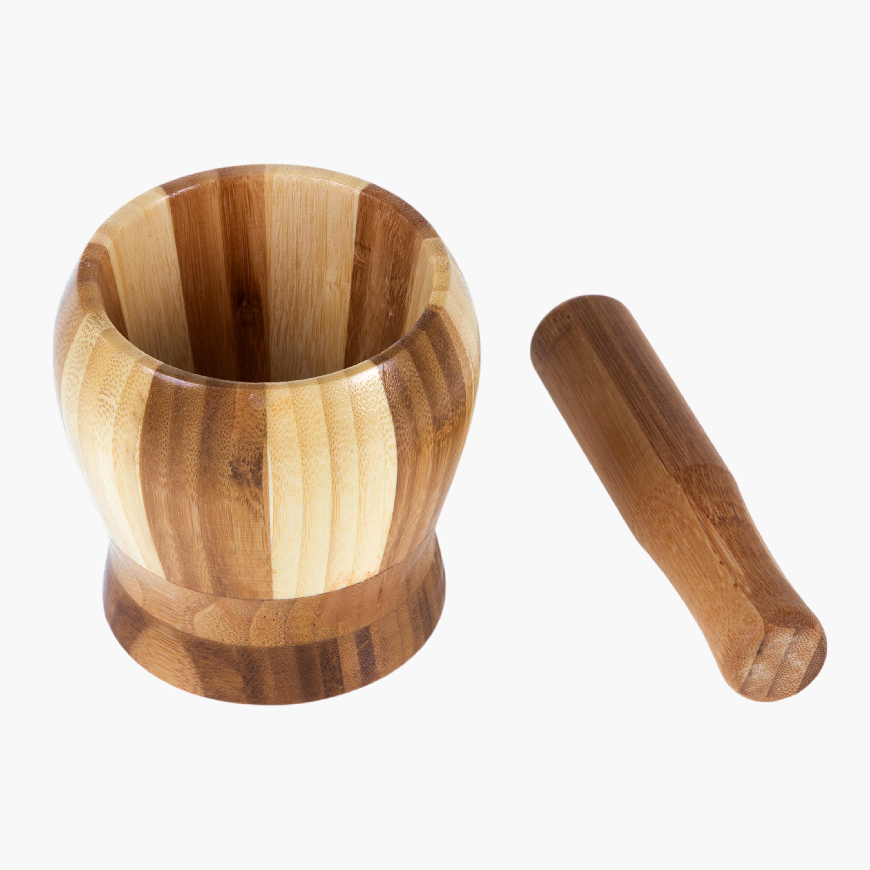 Bamboo Pestle and Mortar Set-household-kitchen-kitchentoolsandutensils-foodpreparationtools-image-2
