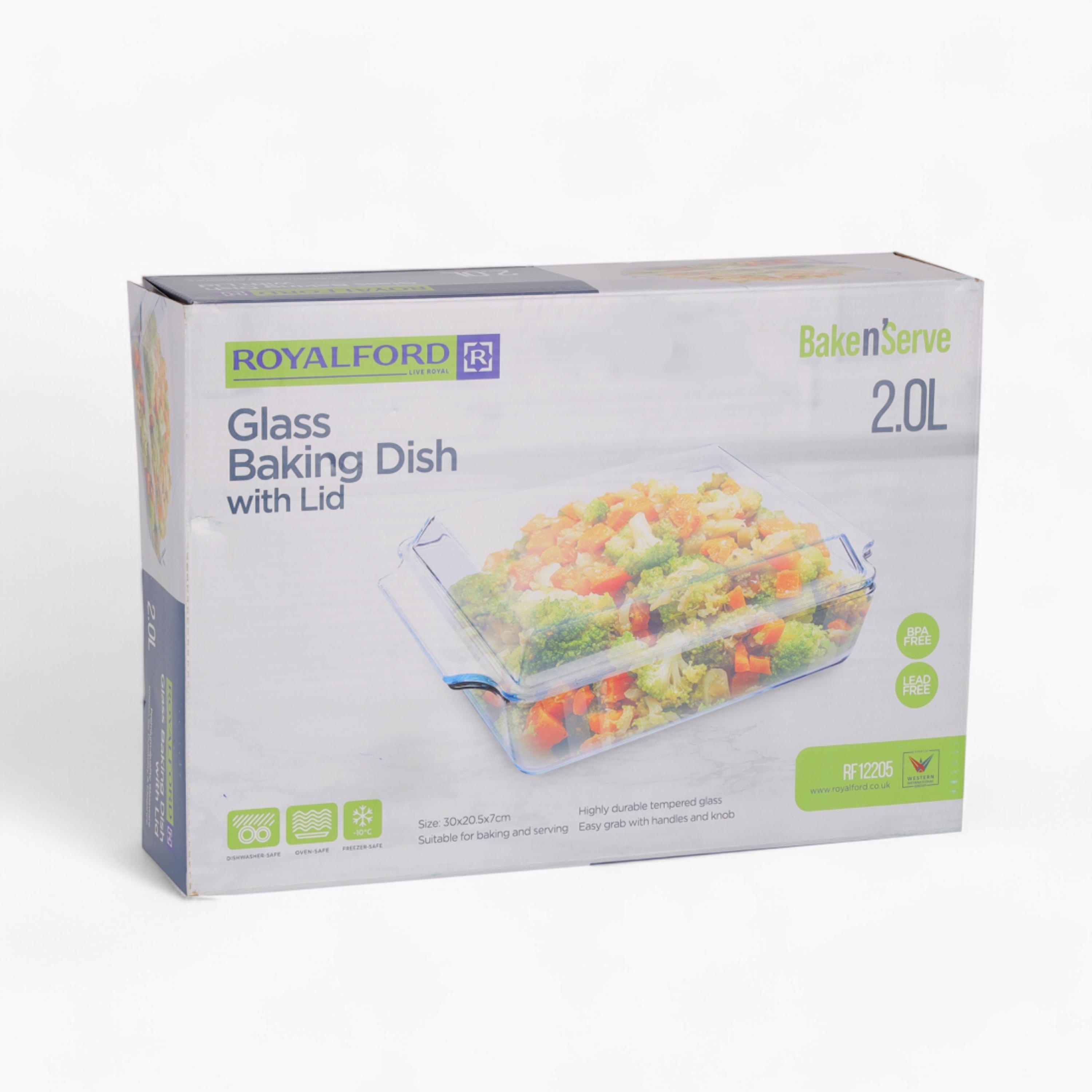 صحن خبز زجاجي بغطاء من رويال فورد - 2 لتر-household-kitchen-bakeware-bakingdishes-image-6