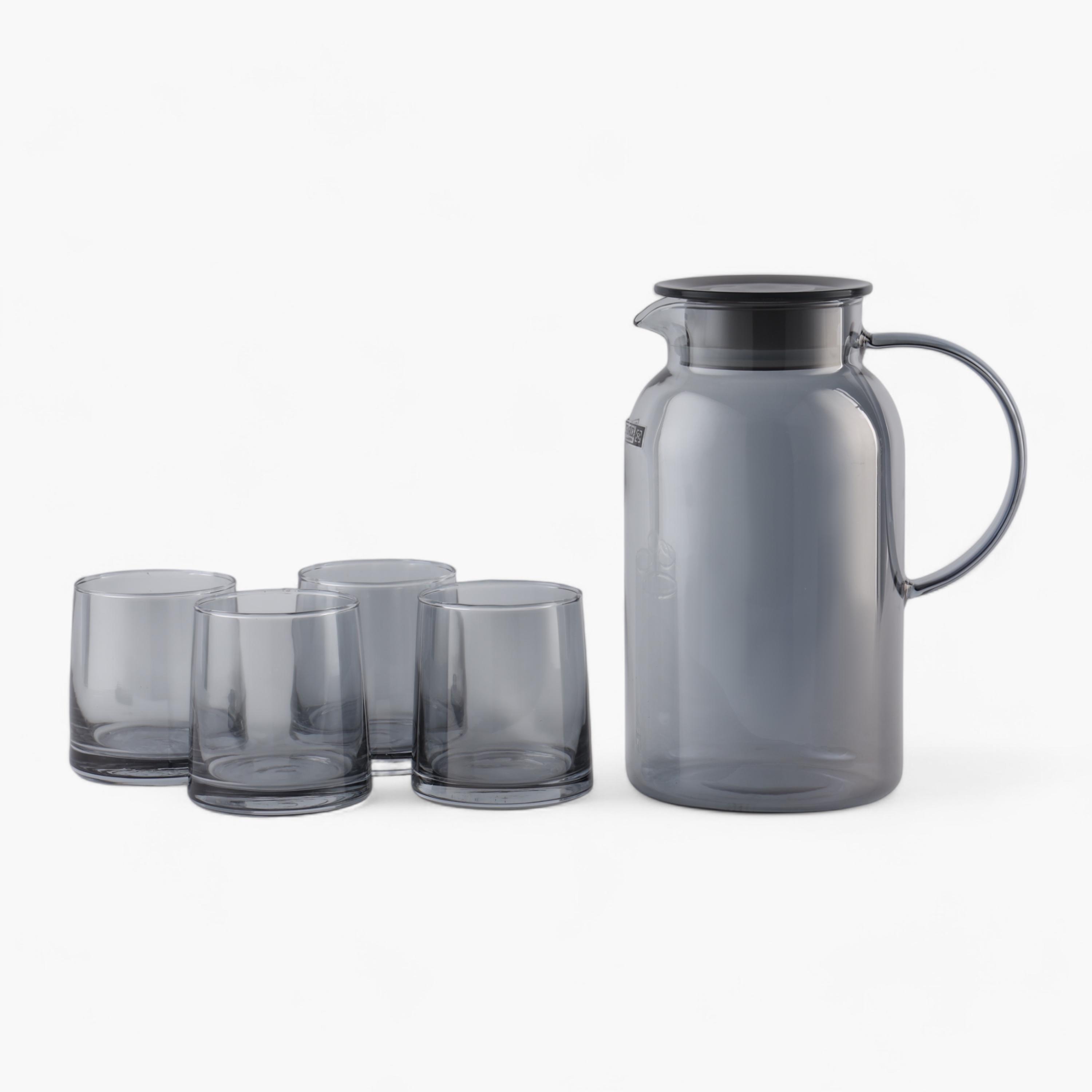 Glass 5-Piece Water Jug and Tumbler Set-household-dining-drinkserveware-jugsdecantersandcarafes-image-1