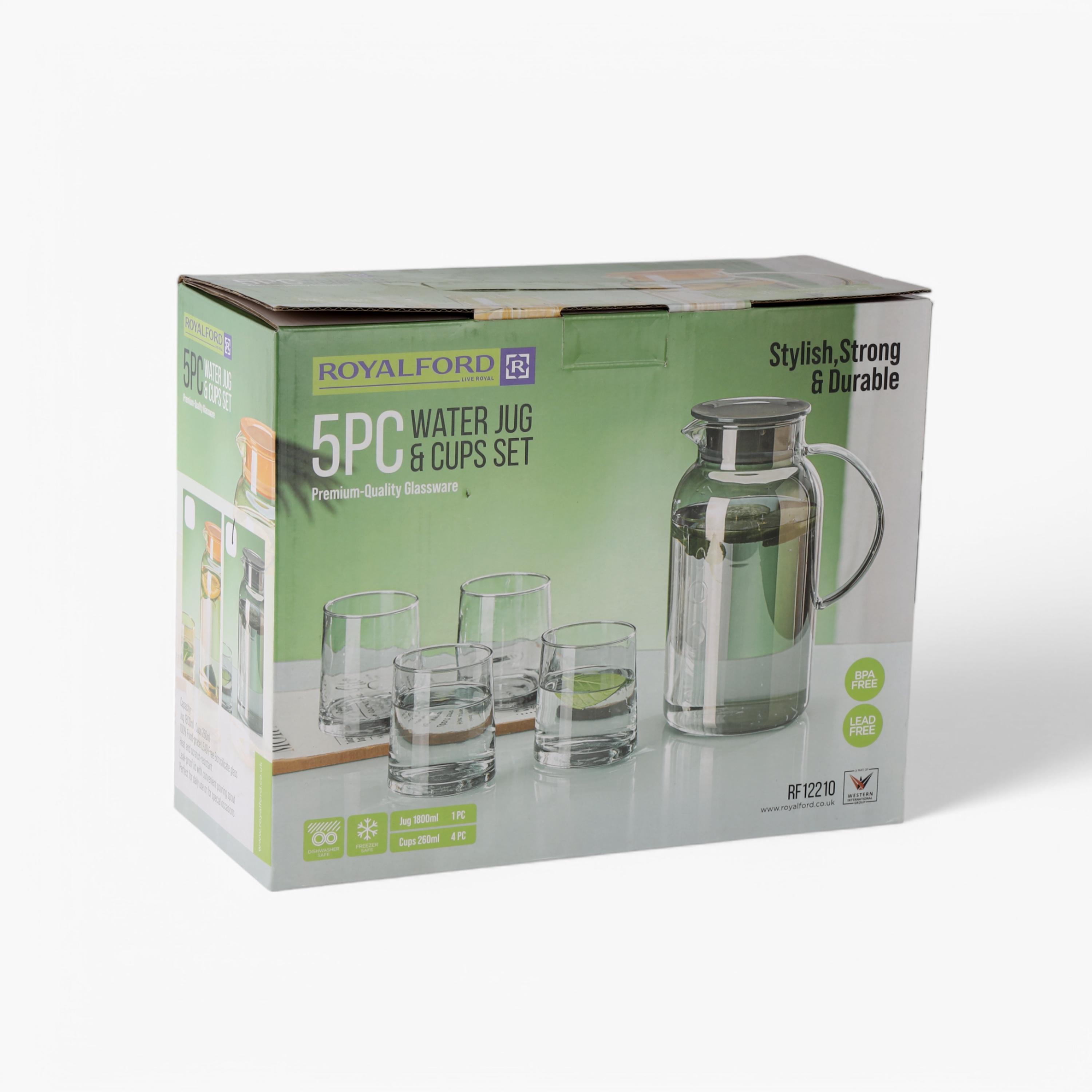 Glass 5-Piece Water Jug and Tumbler Set-household-dining-drinkserveware-jugsdecantersandcarafes-image-2