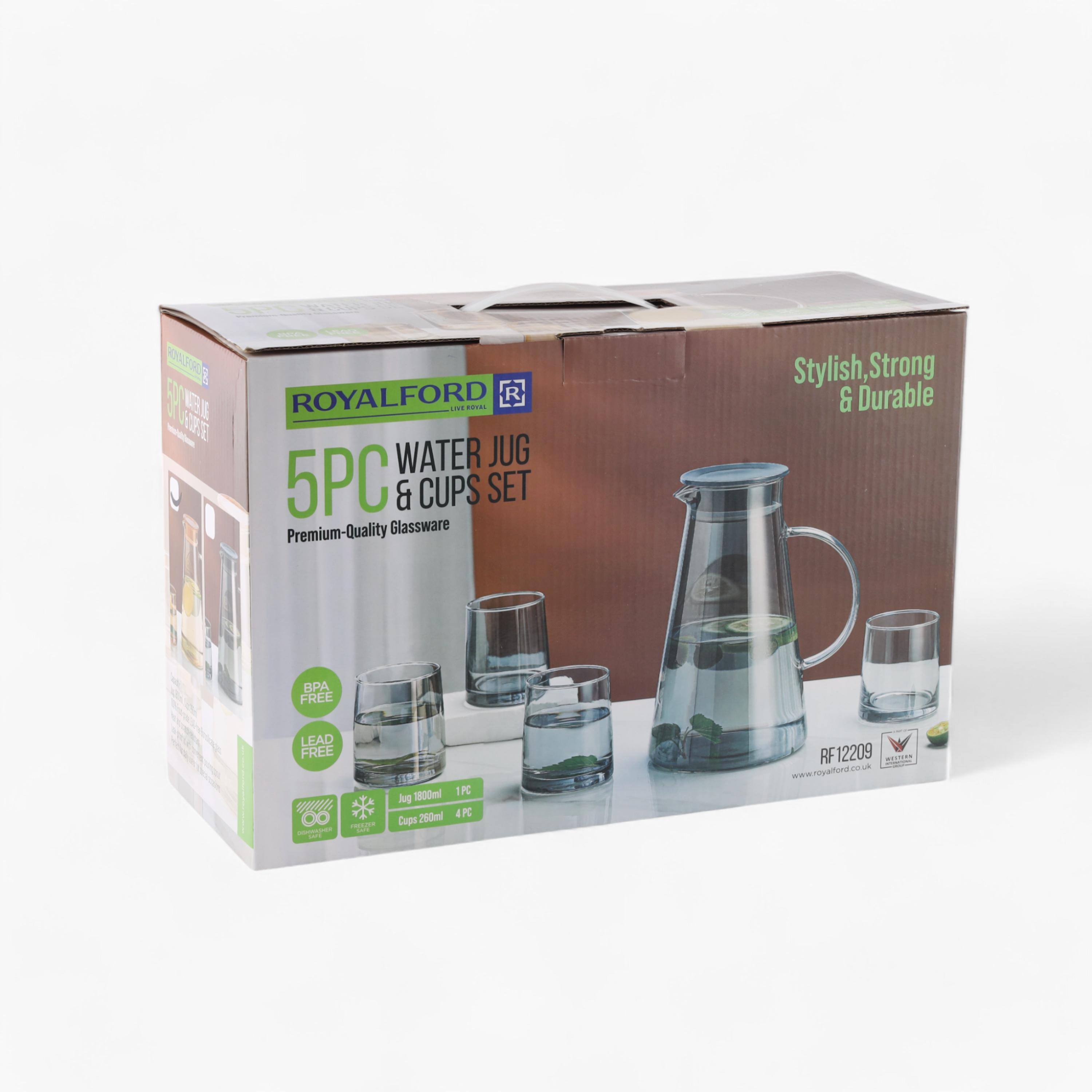 Glass 5-Piece Water Jug and Cup Set-household-dining-drinkserveware-jugsdecantersandcarafes-image-2