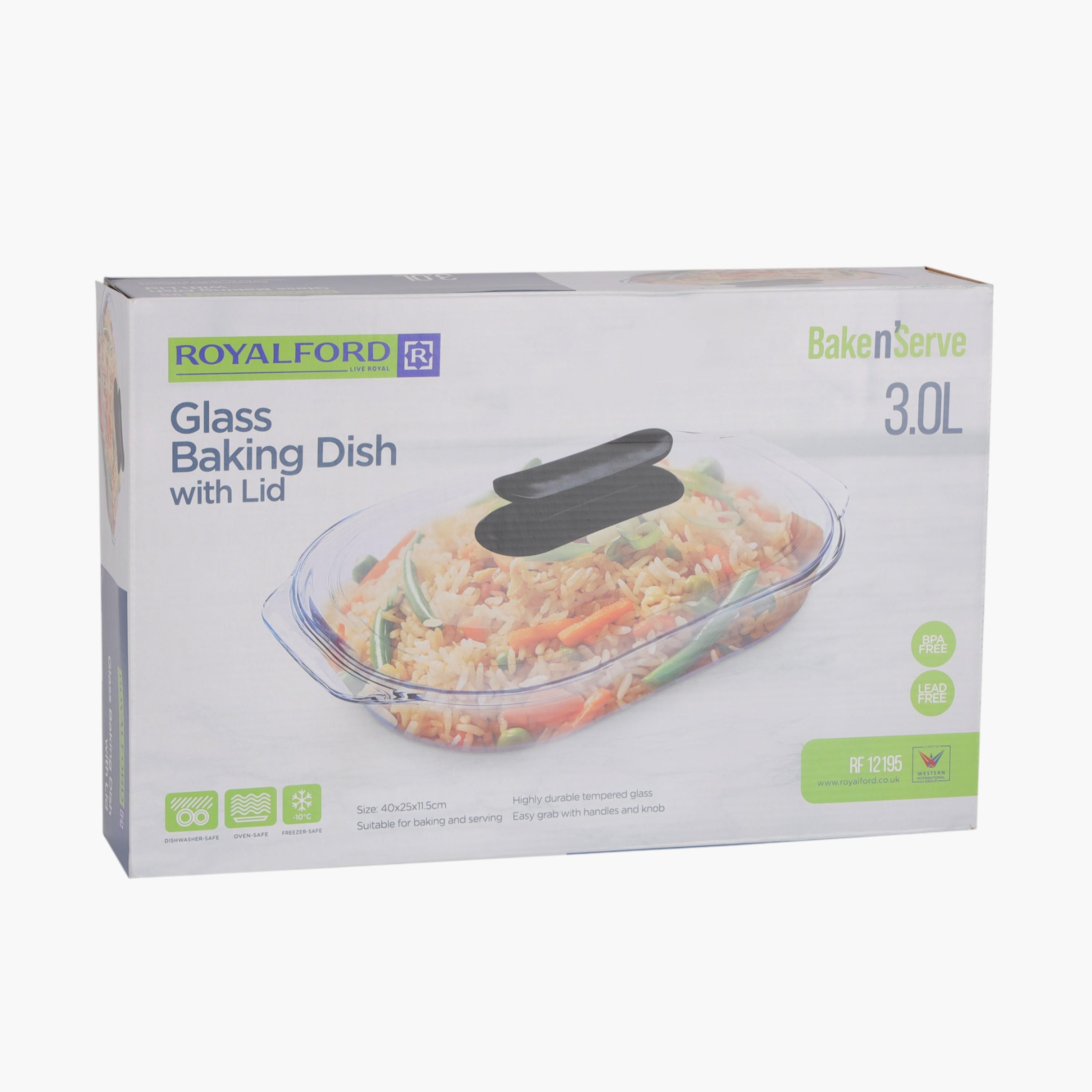 صحن خبز زجاج مع غطاء من رويال فورد - 3 لتر-household-kitchen-bakeware-bakingdishes-image-6