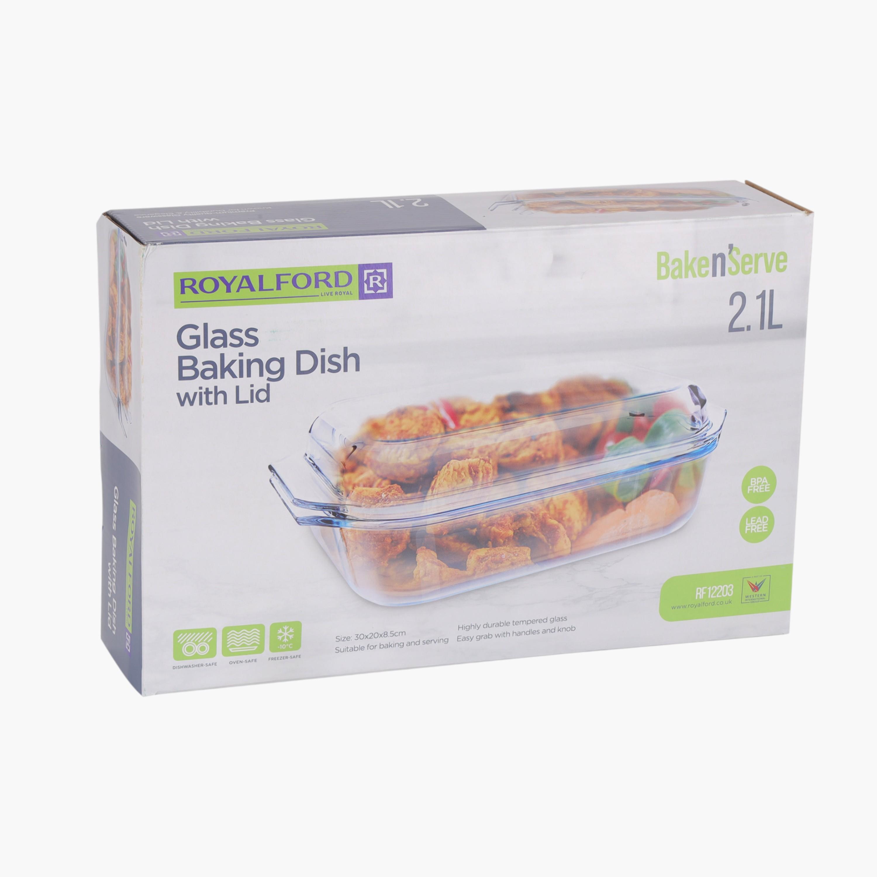 صحن خبز زجاجي بغطاء من رويال فورد - 2.1 لتر-household-kitchen-bakeware-bakingdishes-image-6
