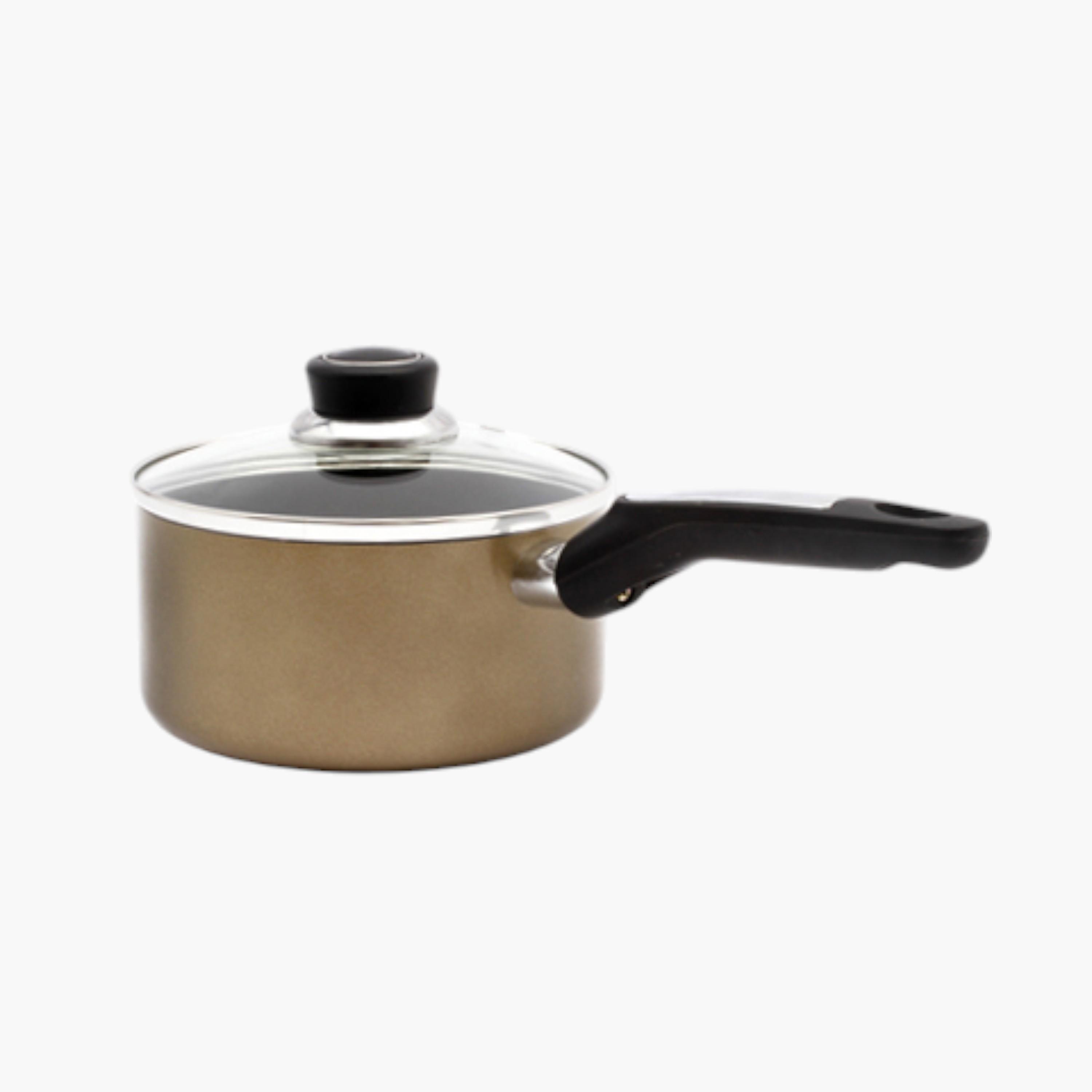 Aluminium Non-Stick Saucepan with Glass Lid - 20 cms-household-kitchen-cookware-potsandpans-image-1