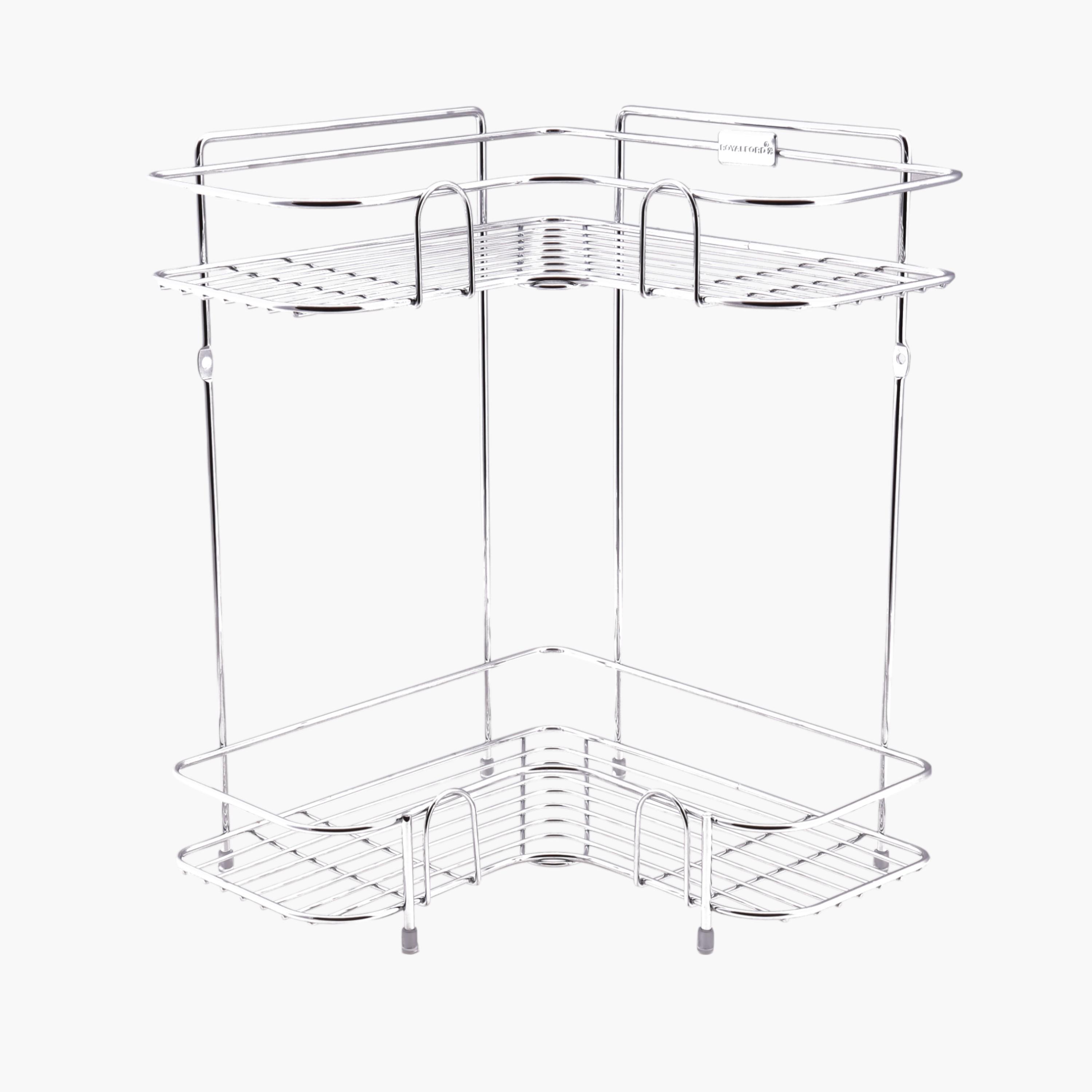 Royalford 2-Tier Stainless Steel Corner Rack-household-kitchen-kitchenorganising-countertoporganising-image-1