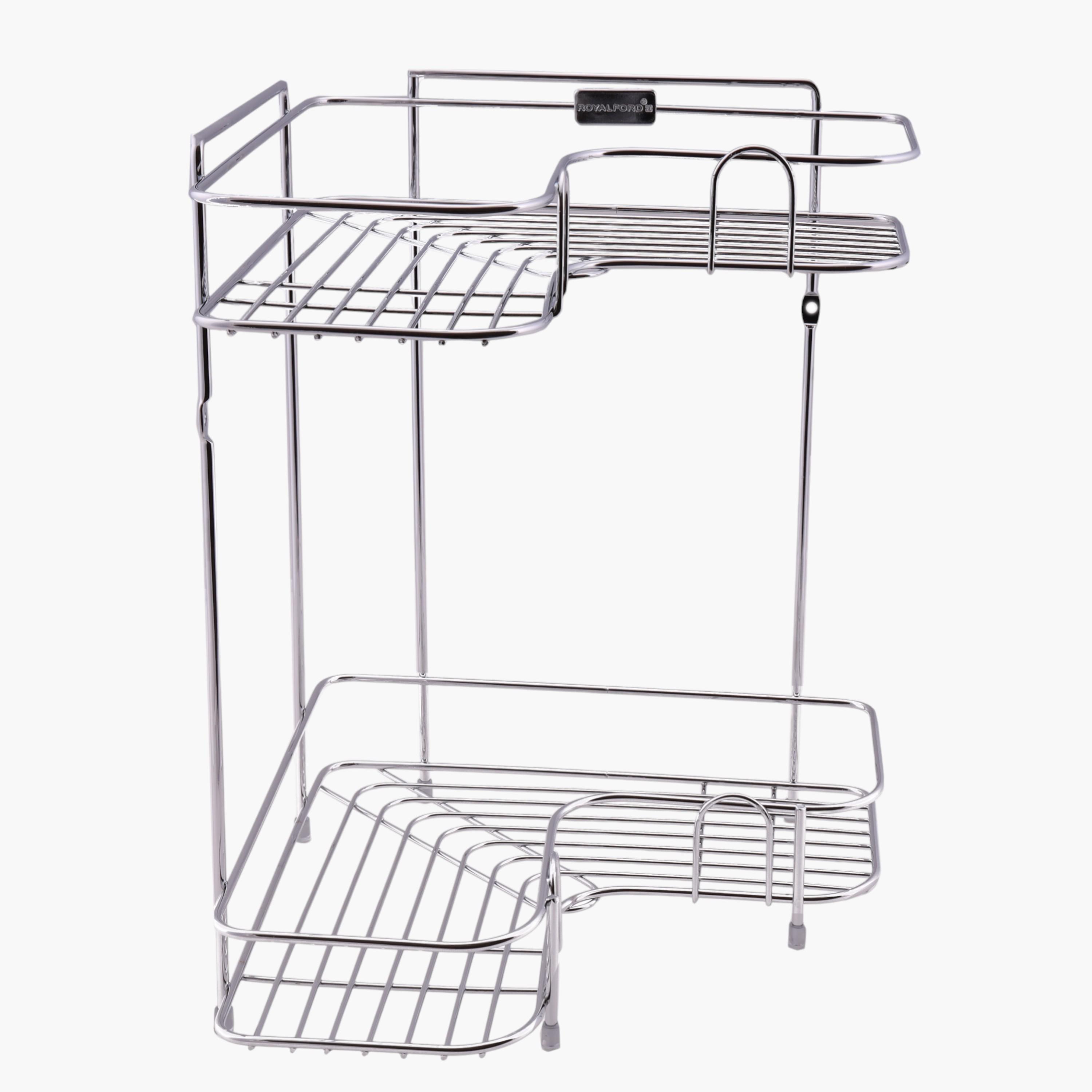 Royalford 2-Tier Stainless Steel Corner Rack-household-kitchen-kitchenorganising-countertoporganising-image-4