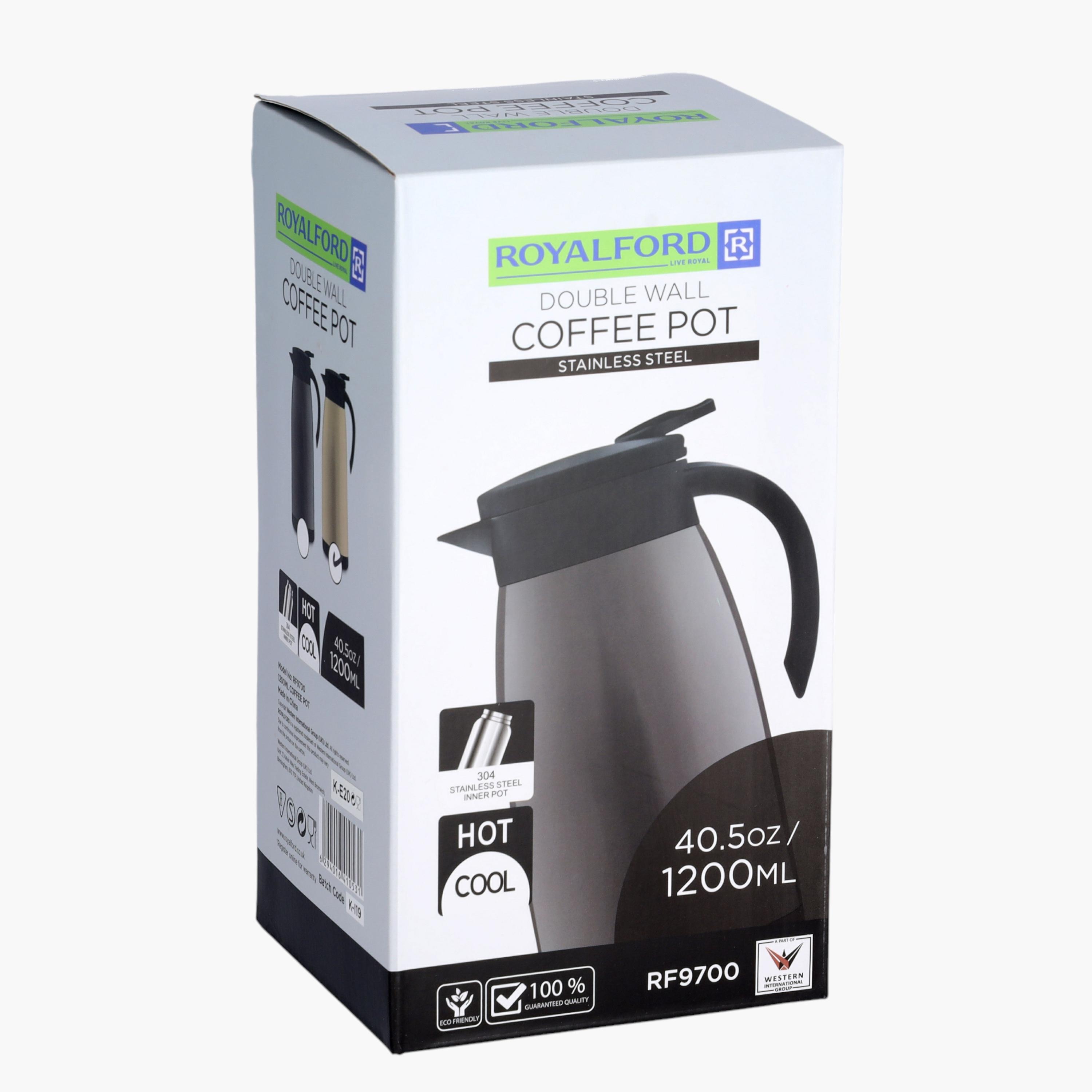 Royalford Double Wall Coffee Pot - 1.2 L-household-dining-teaandcoffee-vacuumflaskscoffeeandteapots-image-2