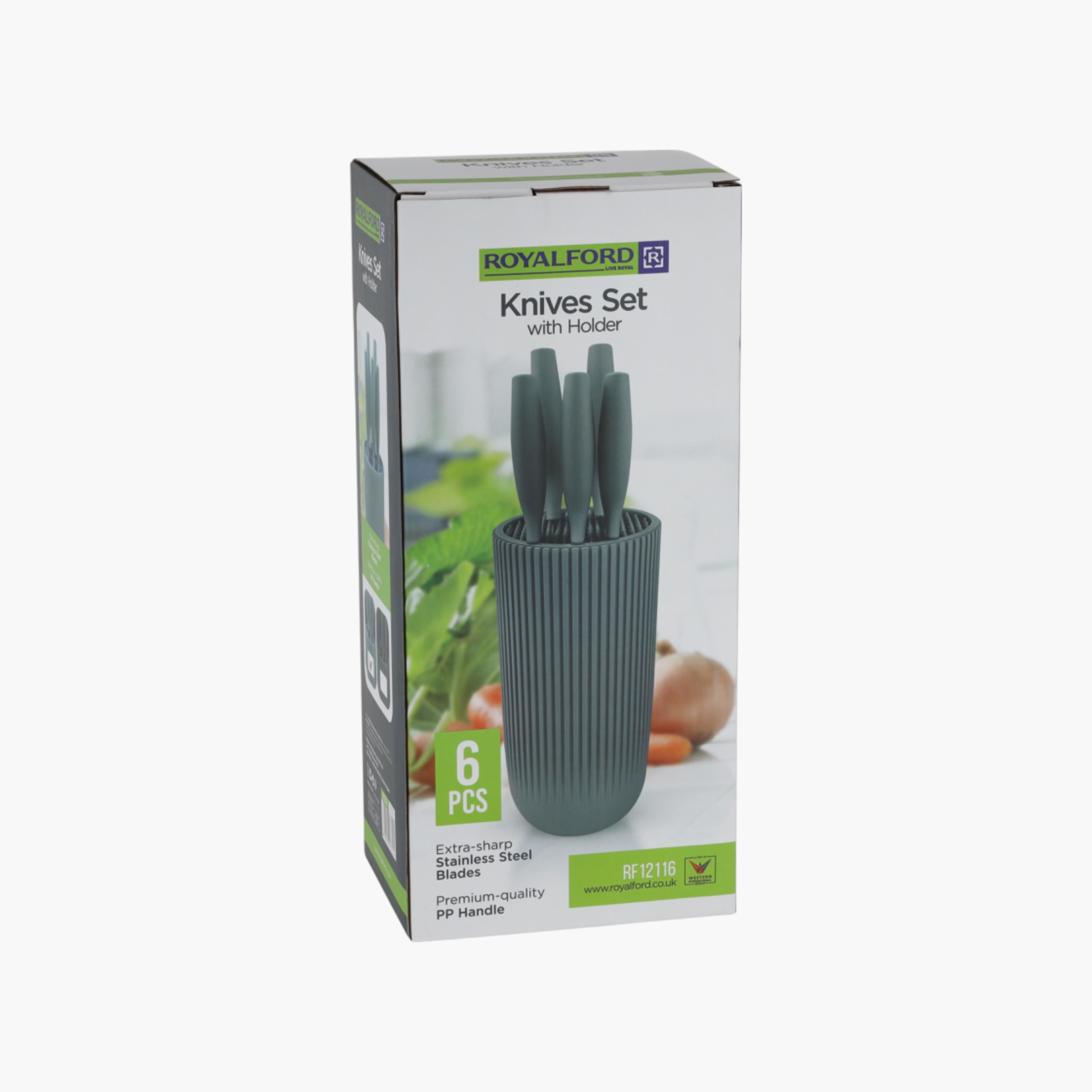 Stainless Steel 6-Piece Knife Set with Holder-household-kitchen-kitchentoolsandutensils-knives-image-2
