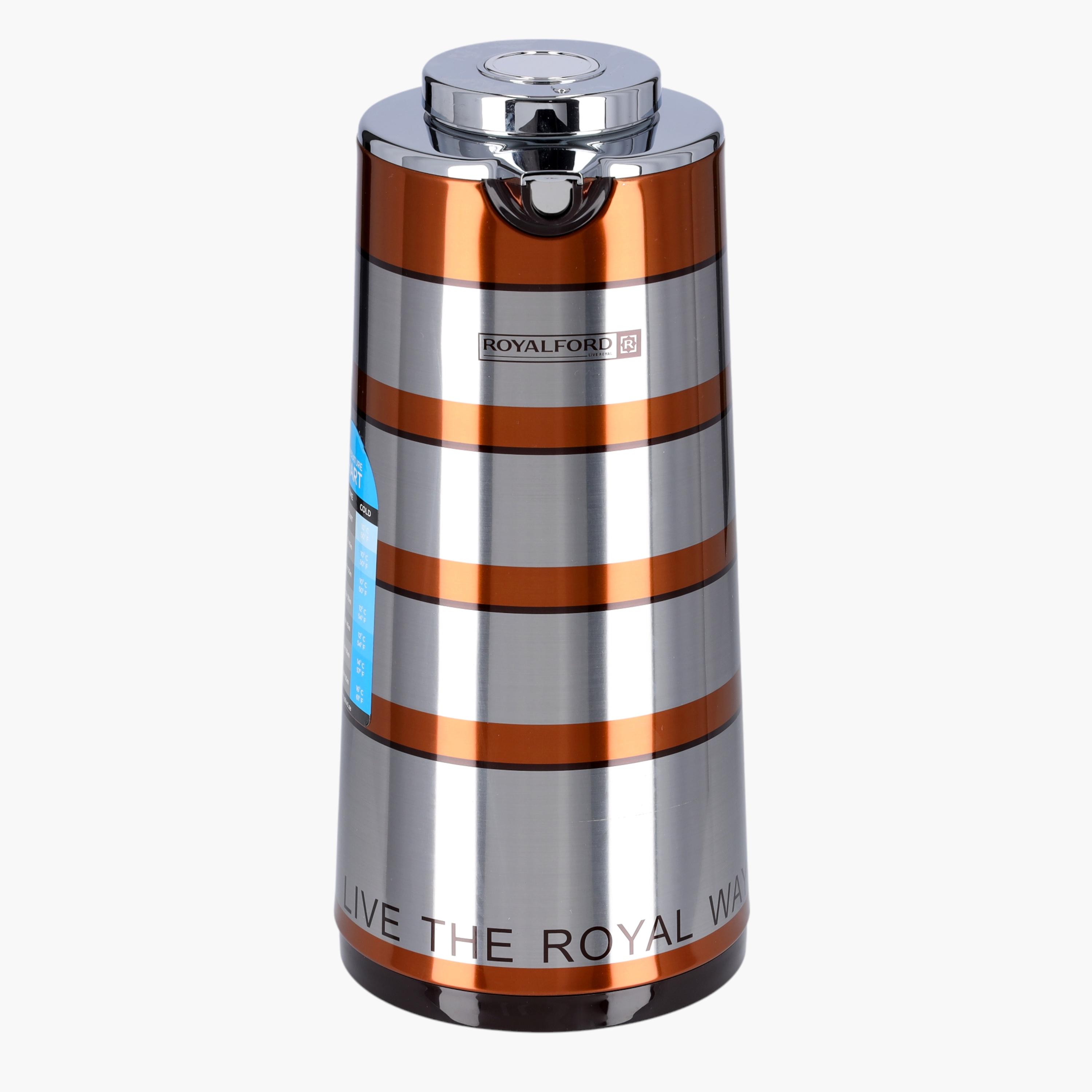 Royalford Double Wall Stainless Steel Vacuum Flask with Push Button - 1.3 L-household-dining-teaandcoffee-vacuumflaskscoffeeandteapots-image-1