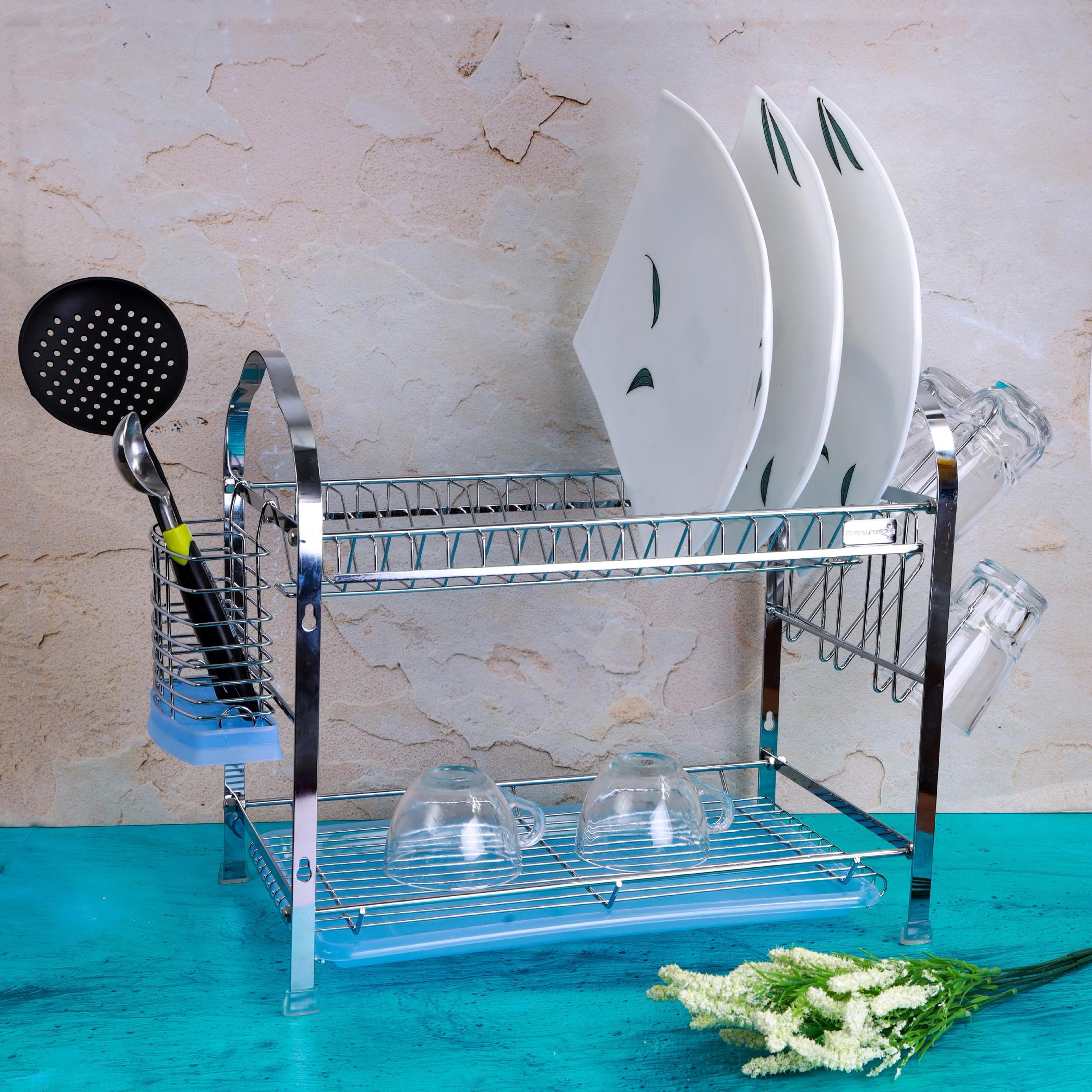 Royalford 2-Tier Wall Hanging Dish Rack-household-kitchen-dishwashingandaccessories-dishracks-image-2
