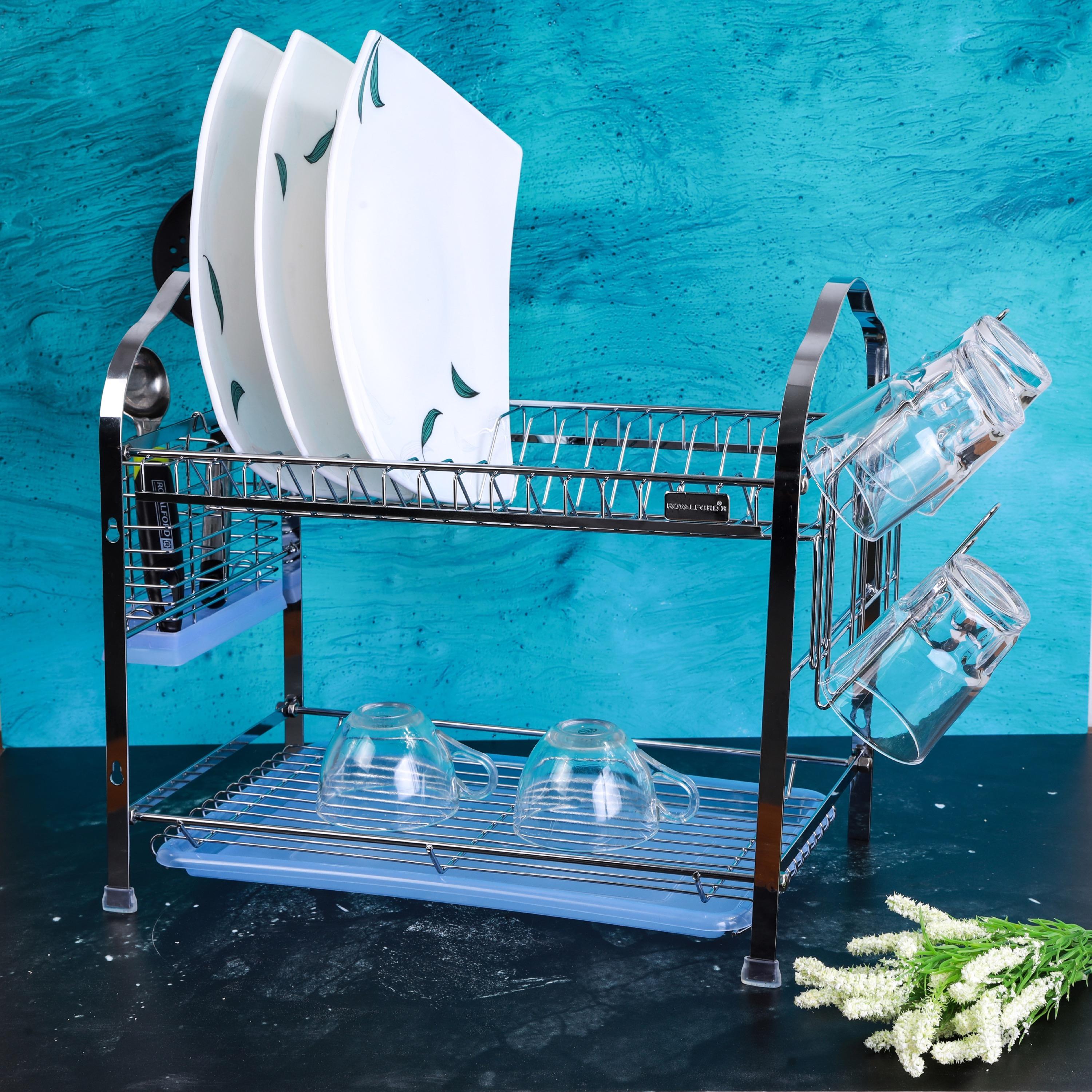 Royalford 2-Tier Wall Hanging Dish Rack-household-kitchen-dishwashingandaccessories-dishracks-image-3