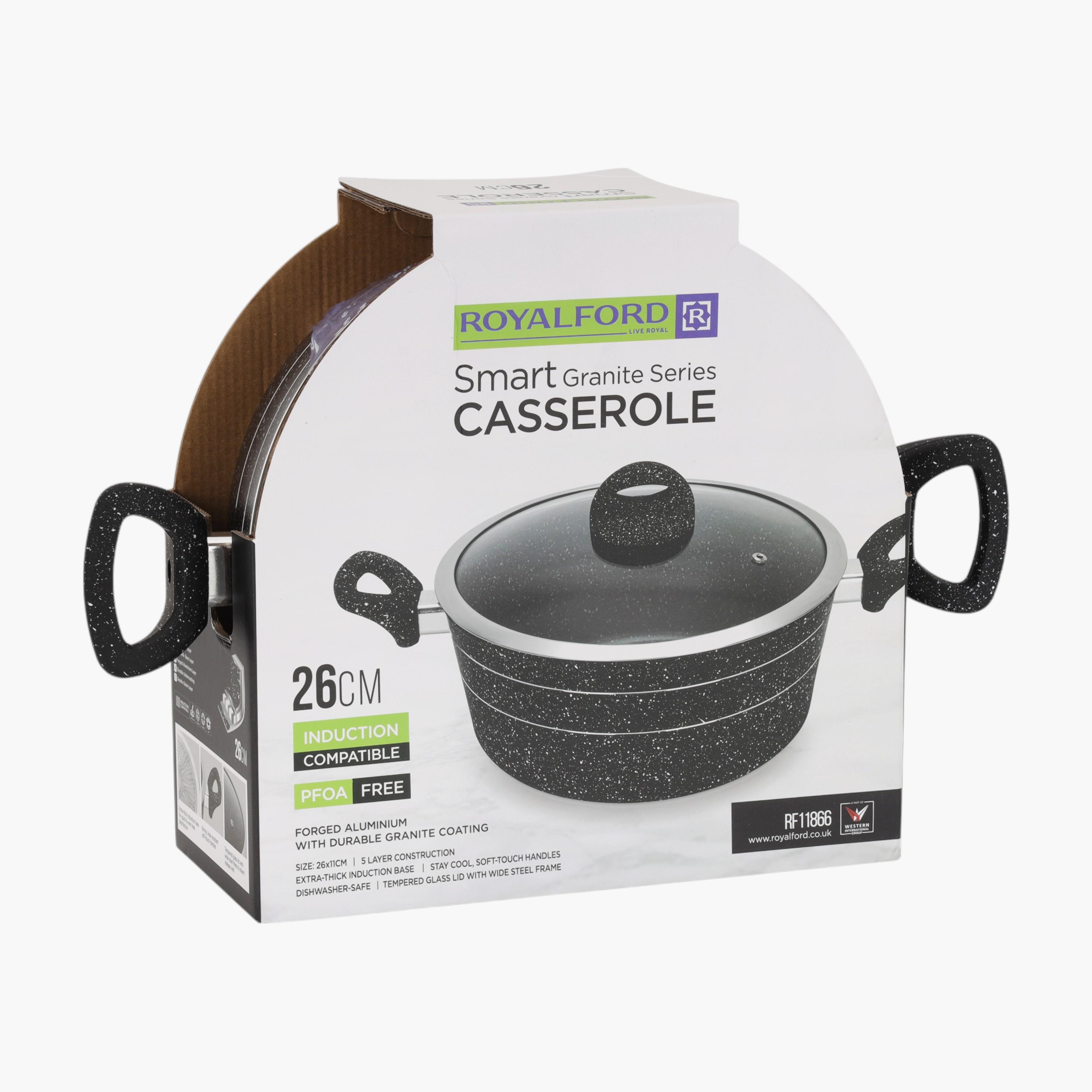 Royalford Smart Granite Non-Stick Forged Aluminium Casserole with Glass Lid - 26 cms-household-kitchen-cookware-potsandpans-image-11