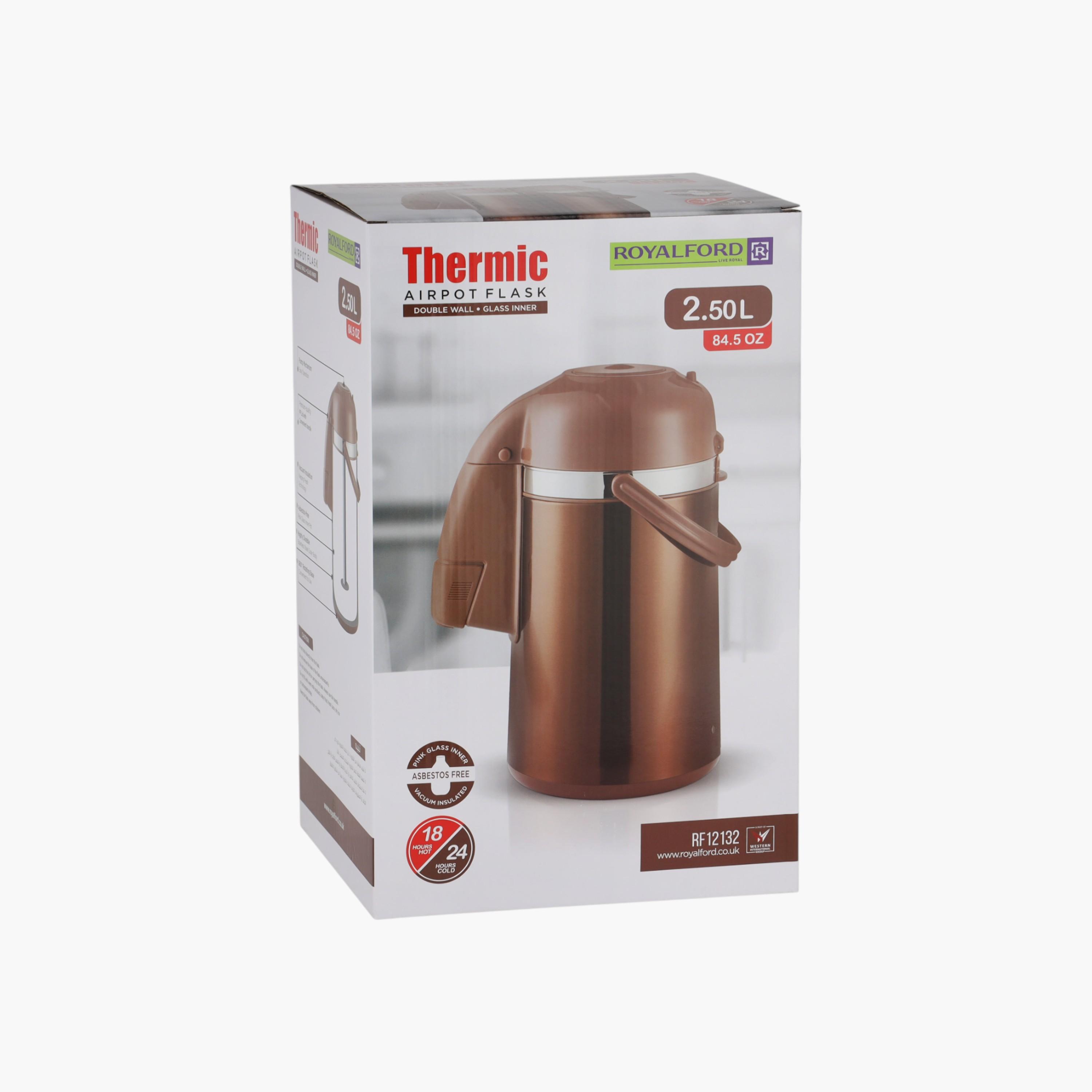 Royalford Double Wall Thermic Airpot Vacuum Flask - 2.5 L-household-dining-teaandcoffee-vacuumflaskscoffeeandteapots-image-7