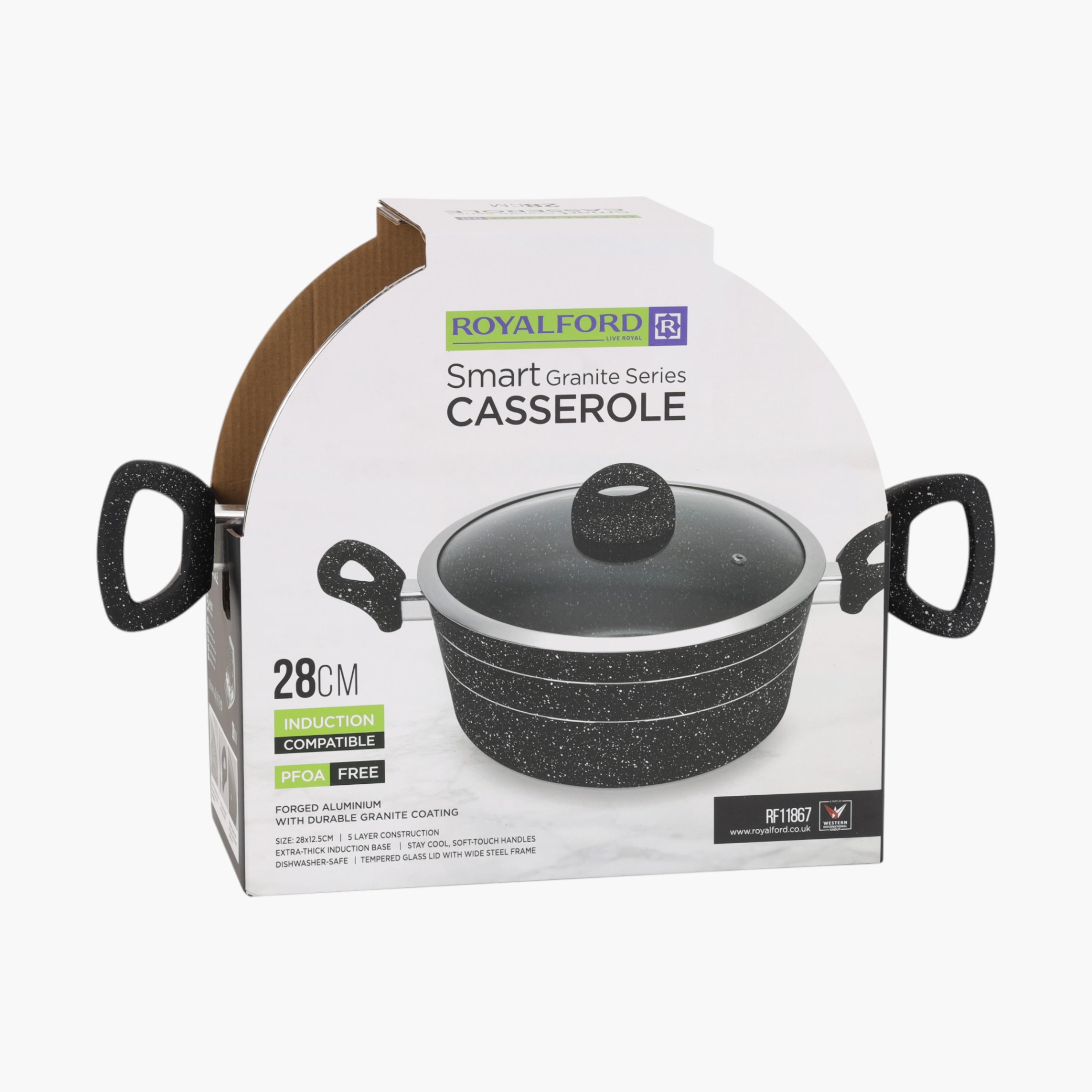 Royalford Smart Granite Forged Aluminium Non-Stick Casserole with Glass Lid - 28 cms-household-kitchen-cookware-potsandpans-image-6