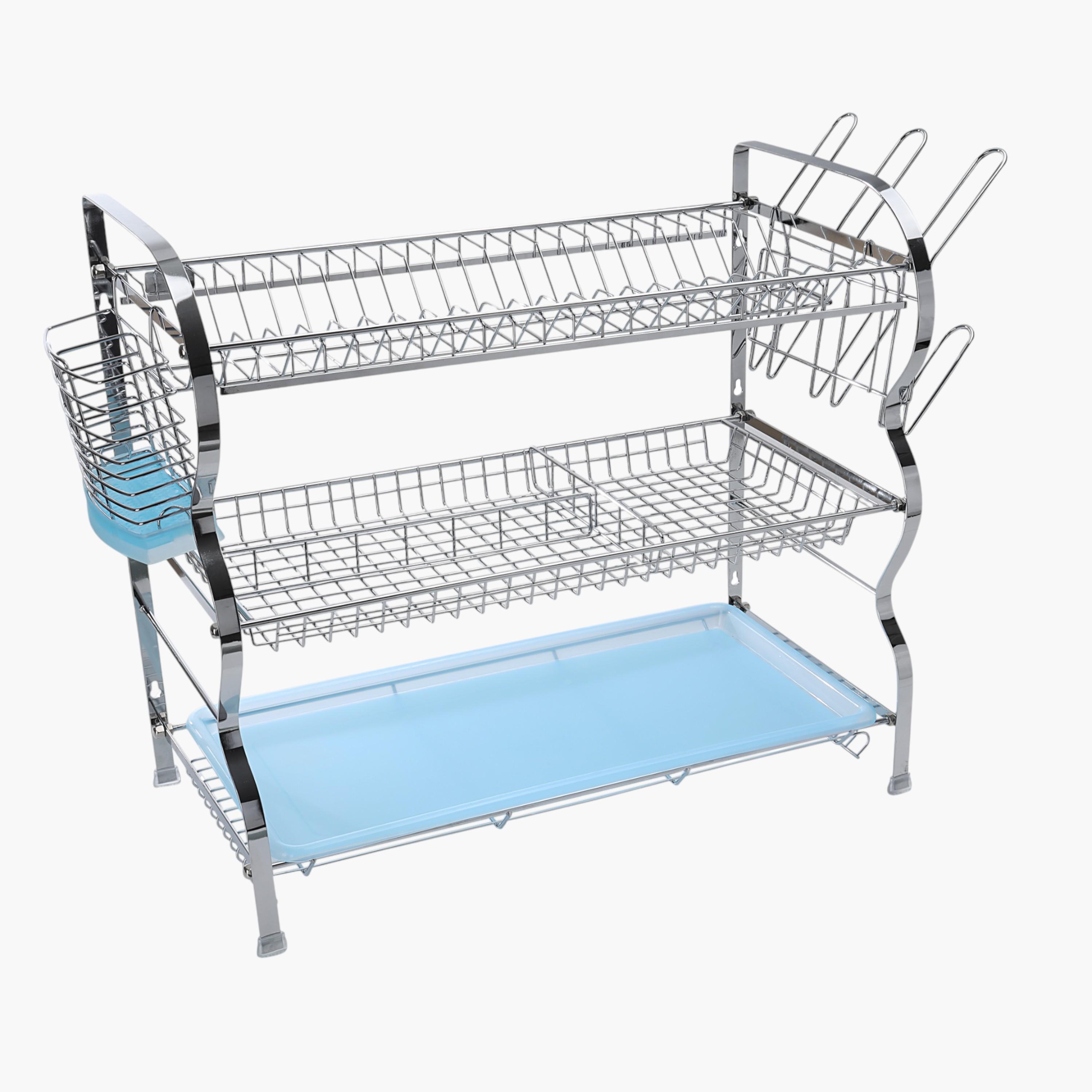 Metal 3-Tier Dish Rack with Drainer Tray-household-kitchen-dishwashingandaccessories-dishracks-image-1