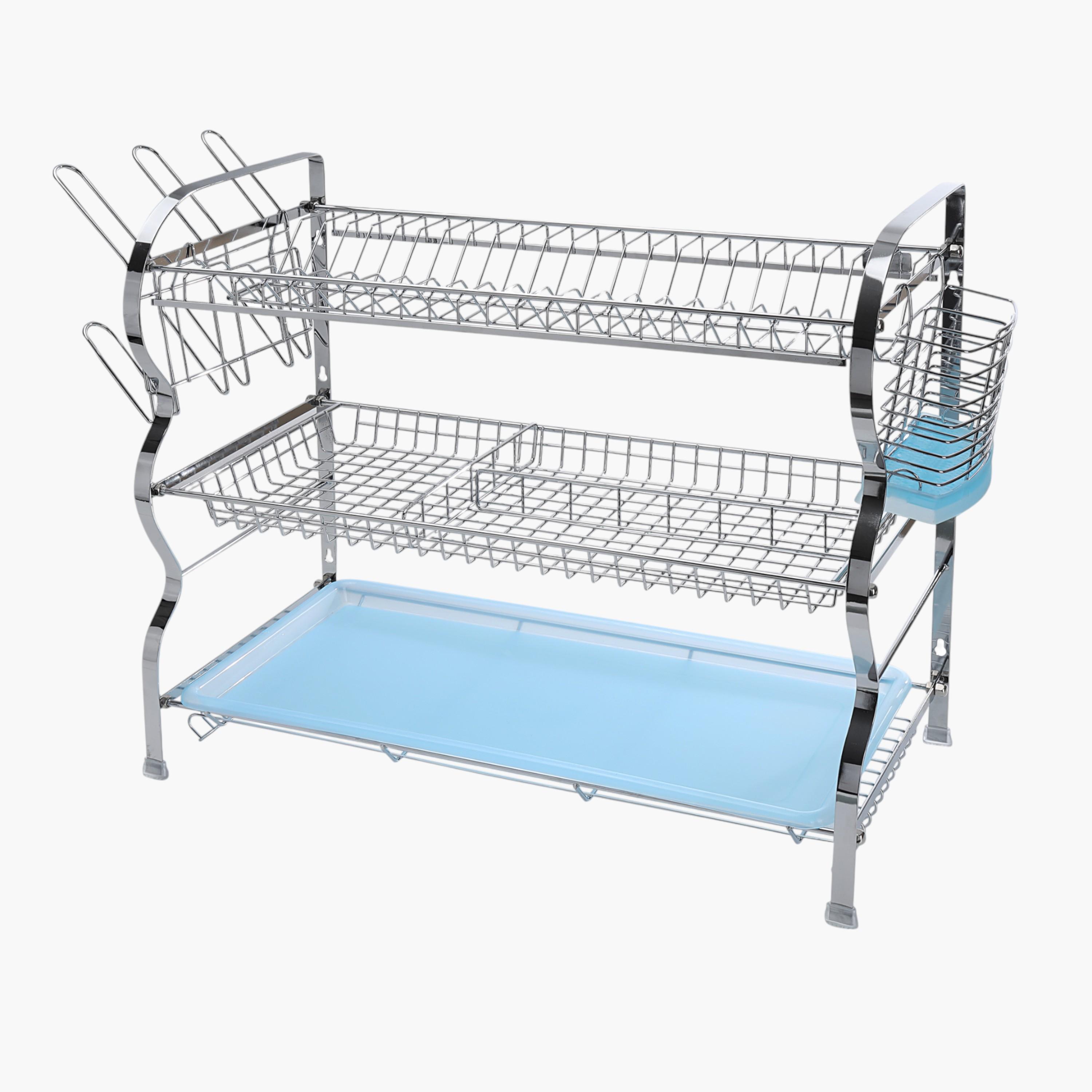 Metal 3-Tier Dish Rack with Drainer Tray-household-kitchen-dishwashingandaccessories-dishracks-image-4