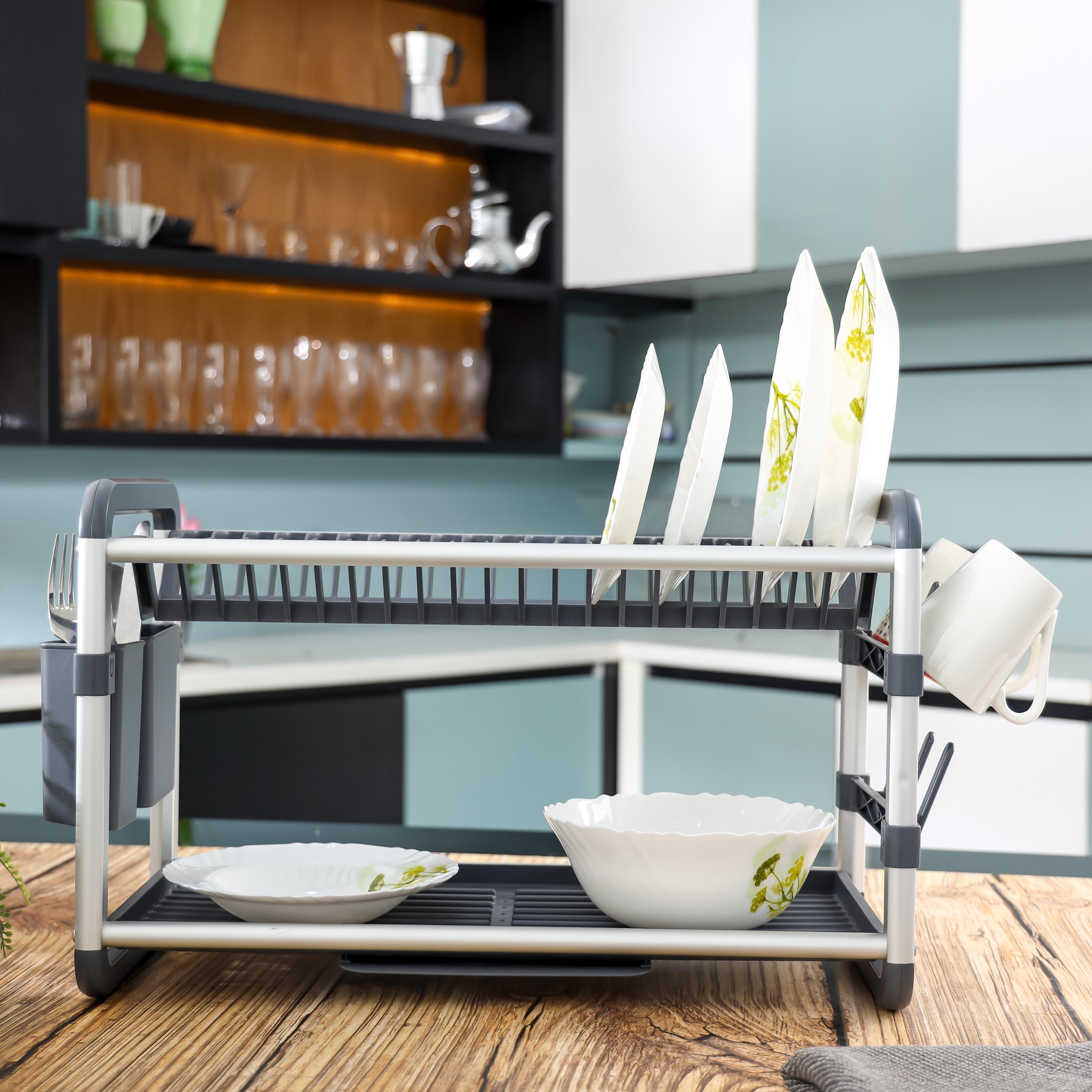 رف تجفيف صحون ألومنيوم بطابقين - رويال فورد-household-kitchen-dishwashingandaccessories-dishracks-image-2