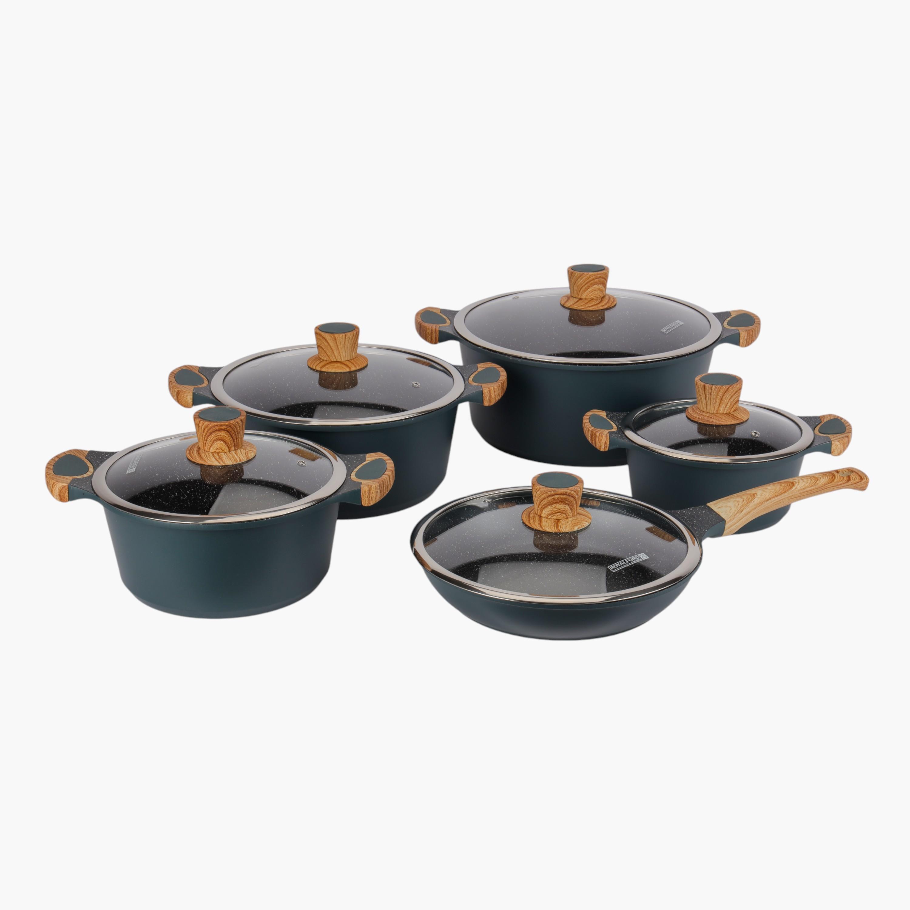 Royal Emerald 10-Piece Die-Cast Aluminium Cookware Set-household-kitchen-cookware-cookwareandsets-image-1