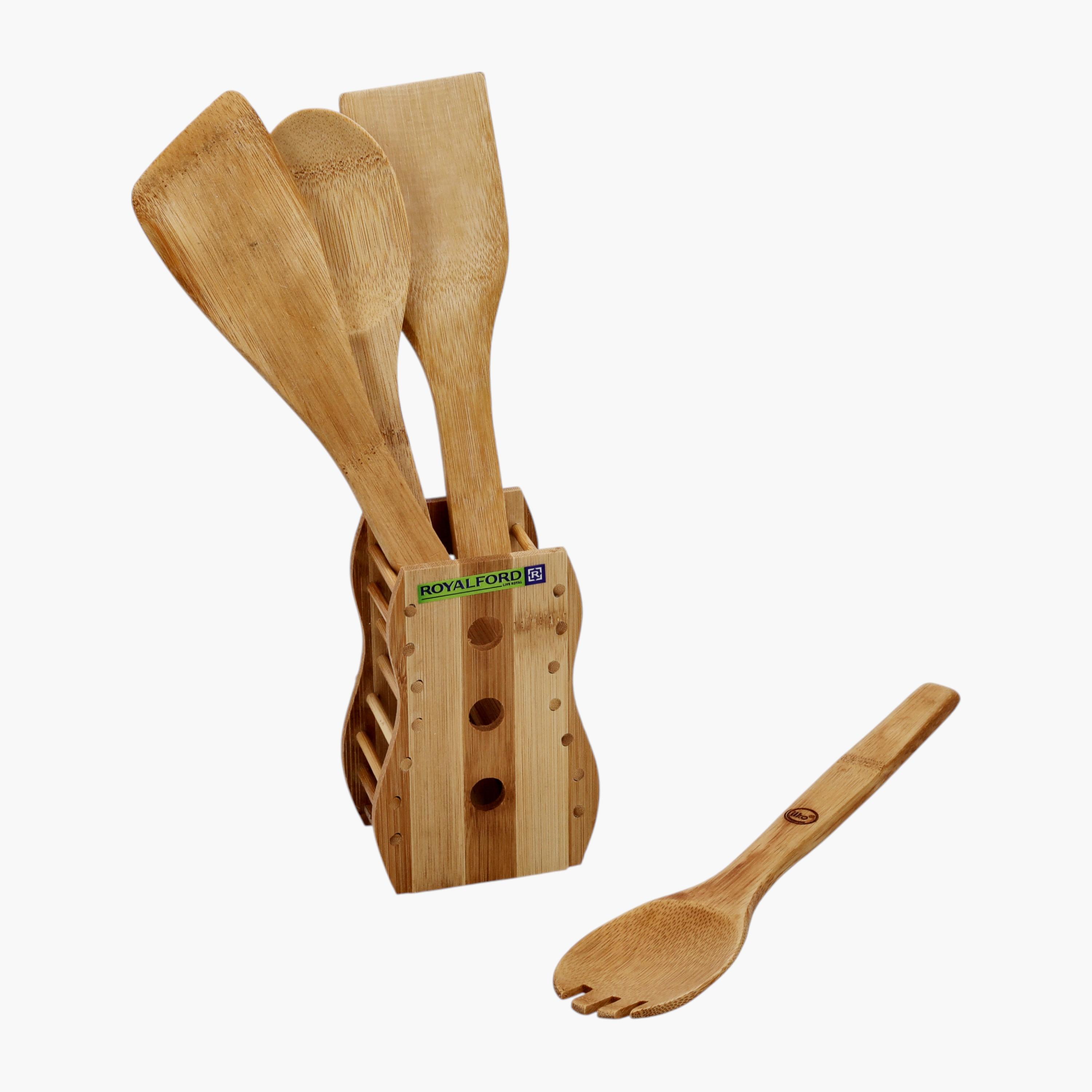 Royalford 5-Piece Carbonized Bamboo Kitchen Tool Set-household-kitchen-kitchentoolsandutensils-cookingutensils-image-3