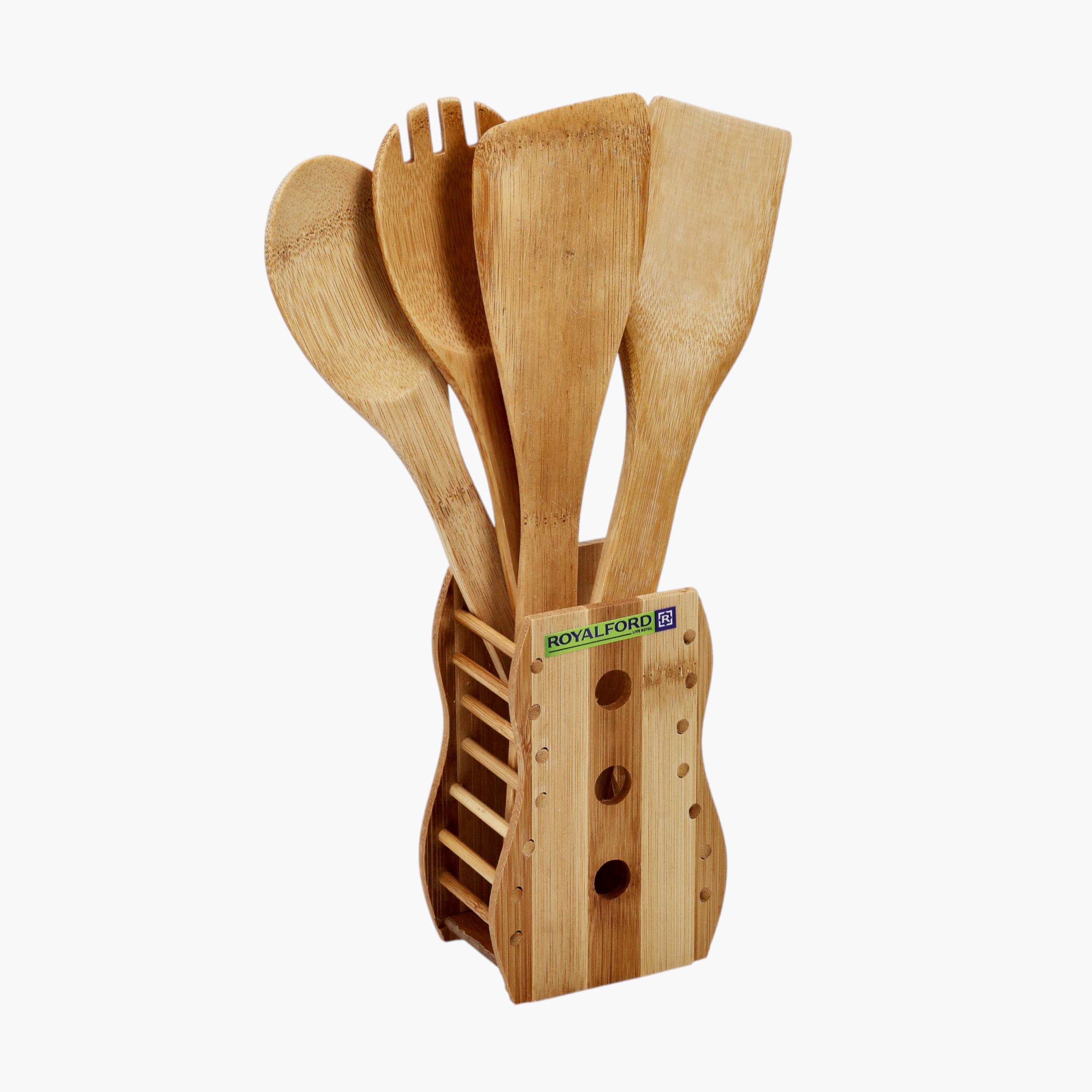 Royalford 5-Piece Carbonized Bamboo Kitchen Tool Set-household-kitchen-kitchentoolsandutensils-cookingutensils-image-5