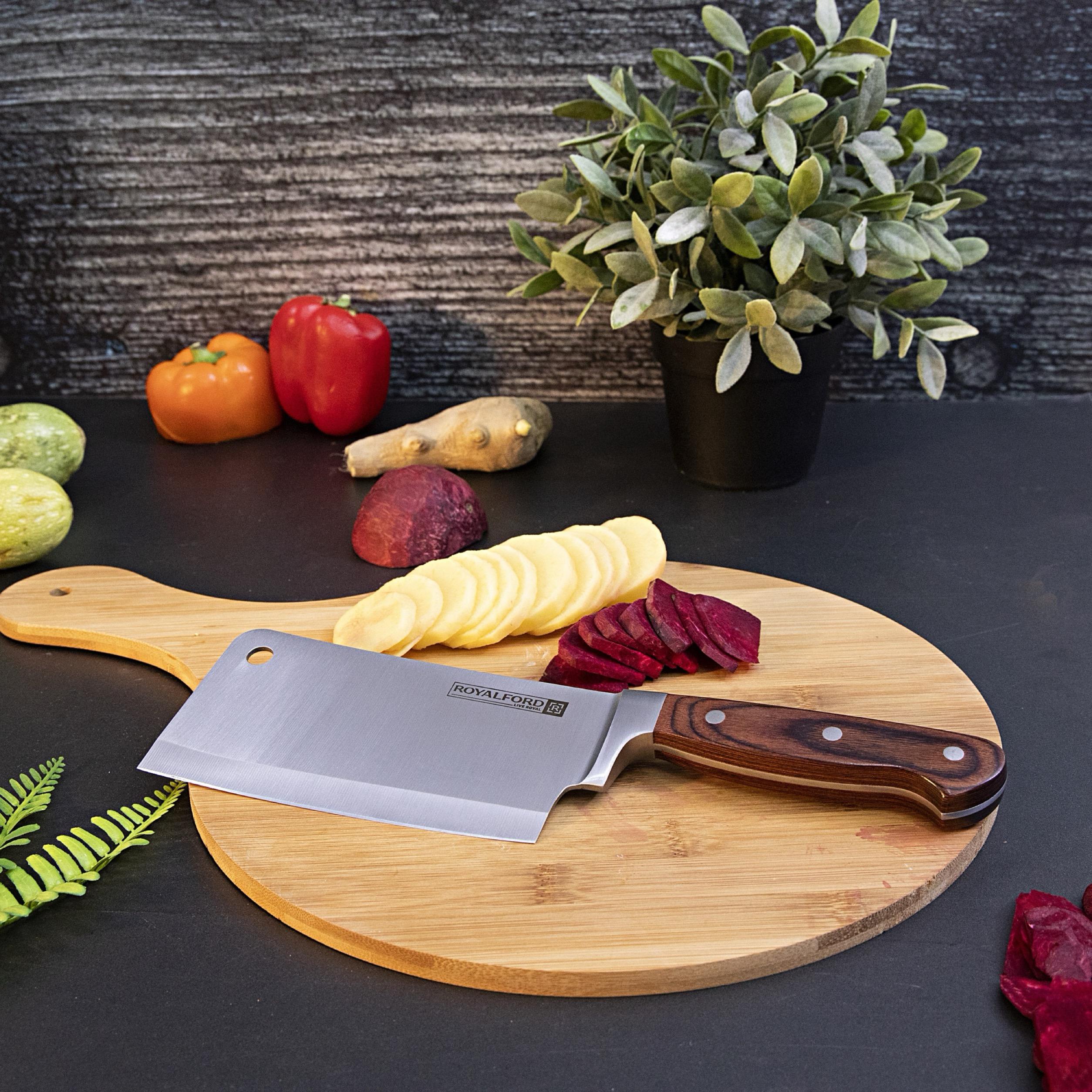 Royalford Cleaver Knife with Wooden Handle-household-kitchen-kitchentoolsandutensils-knives-image-2