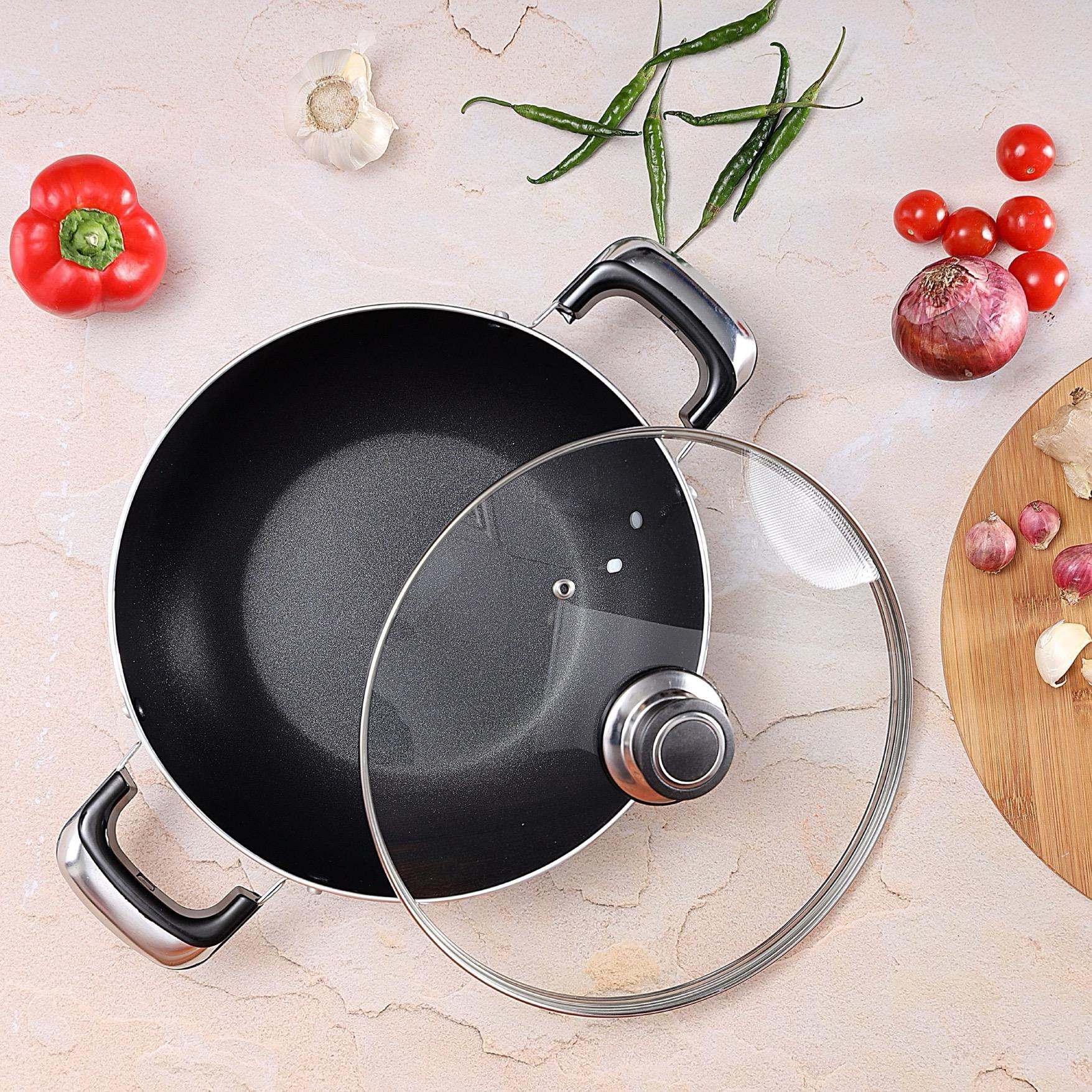 Induction Safe Aluminium Frying Pan with Handle and Glass Lid - 22 cms-household-kitchen-cookware-potsandpans-image-10