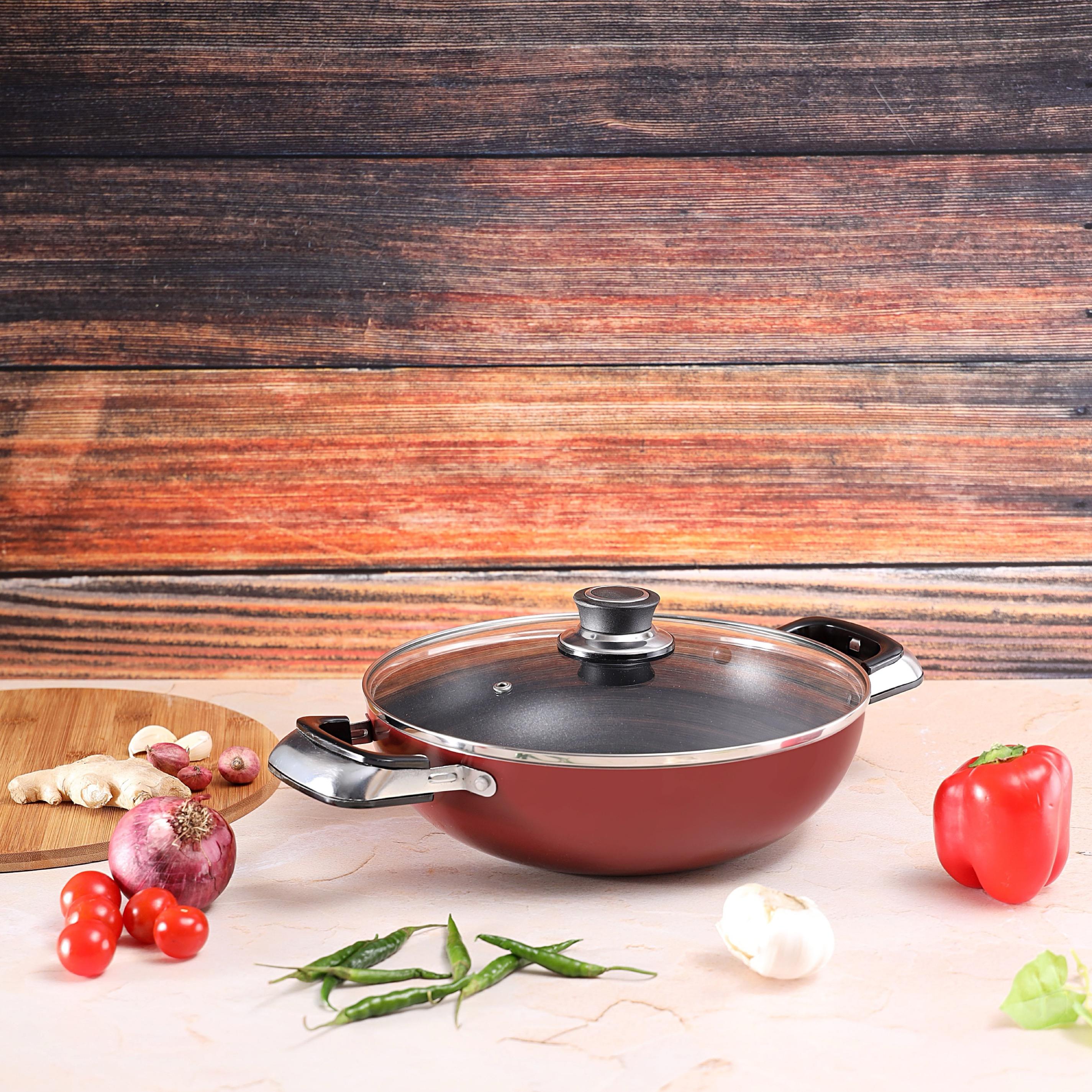 Induction Safe Aluminium Frying Pan with Handle and Glass Lid - 22 cms-household-kitchen-cookware-potsandpans-image-11