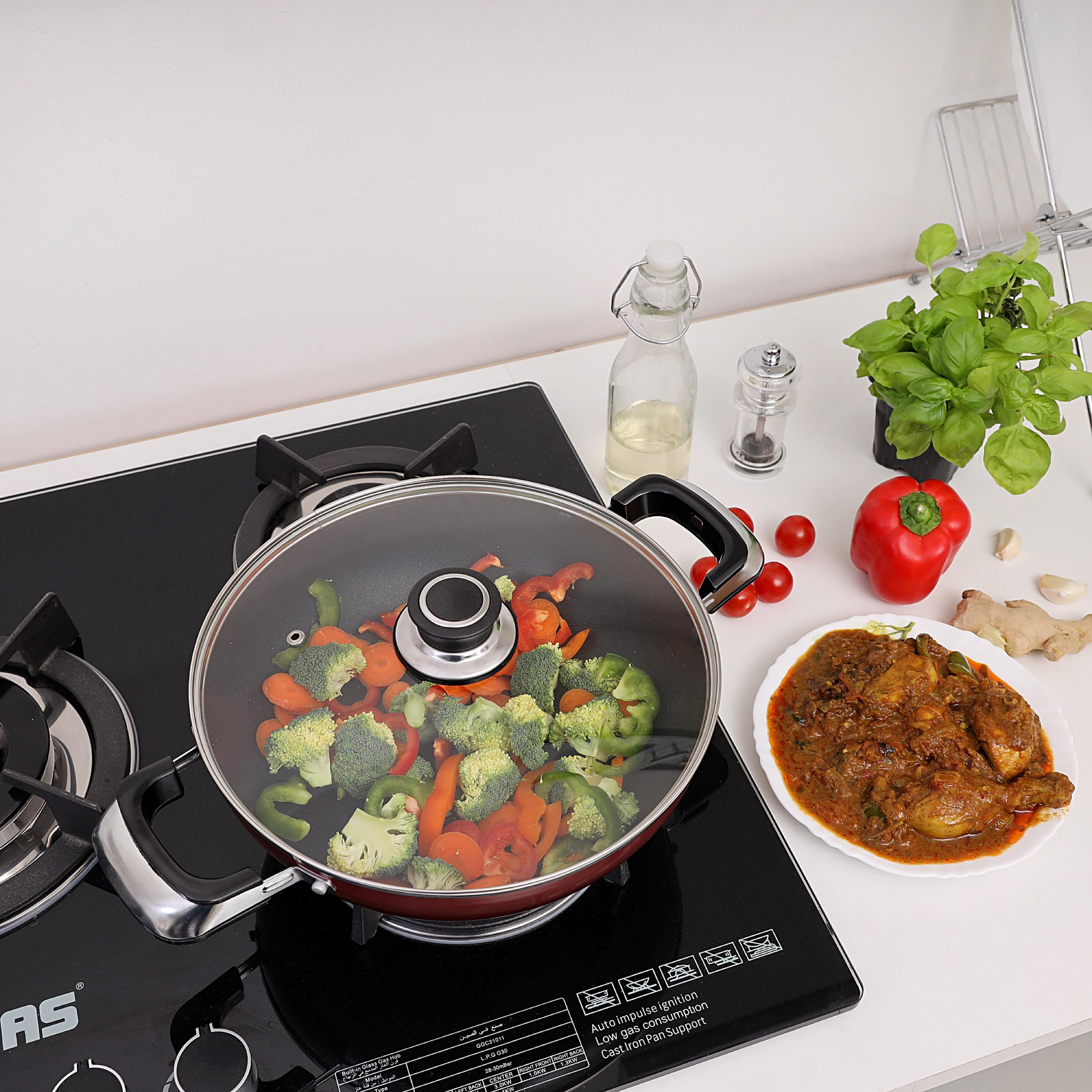 Induction Safe Aluminium Frying Pan with Handle and Glass Lid - 22 cms-household-kitchen-cookware-potsandpans-image-2
