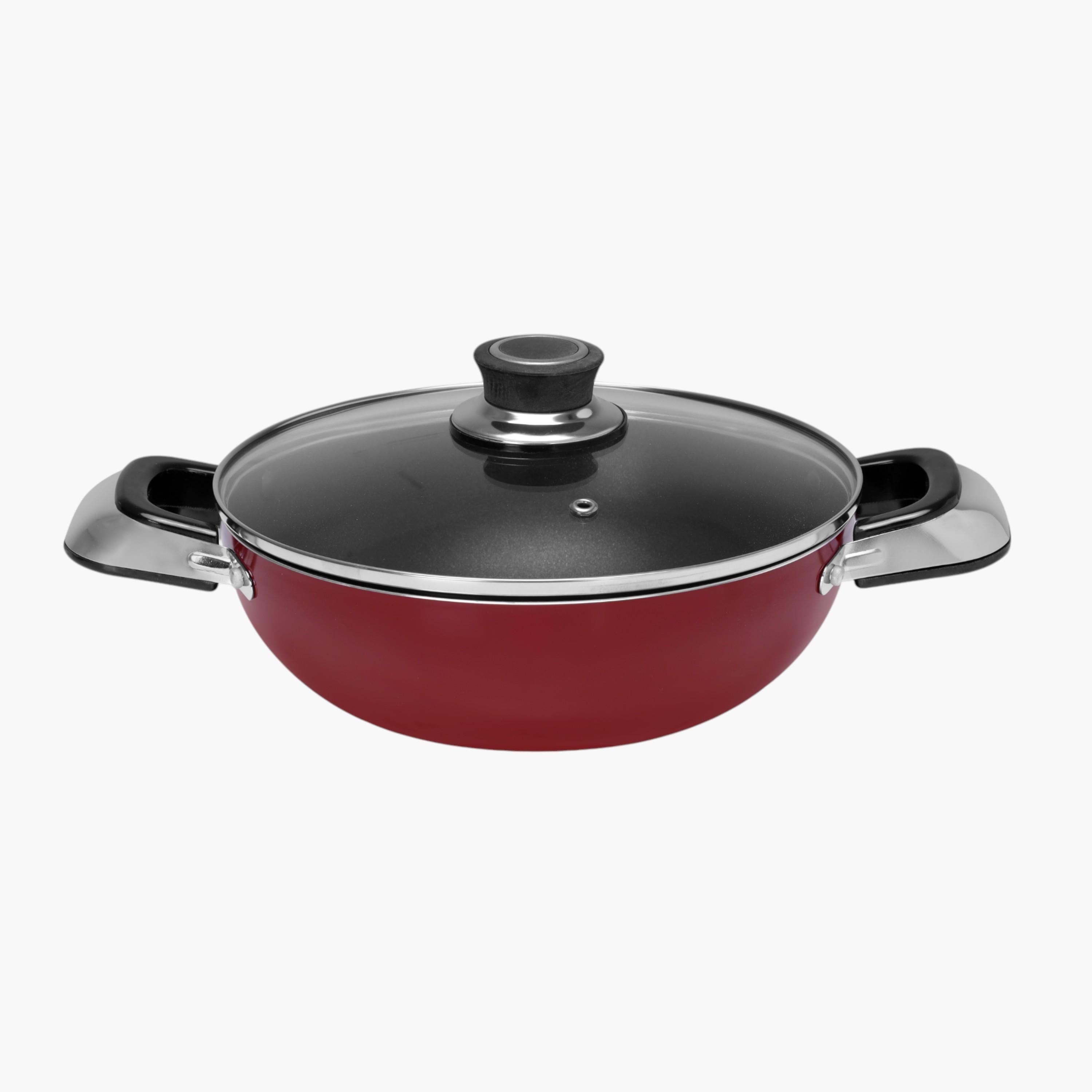 Induction Safe Aluminium Frying Pan with Handle and Glass Lid - 22 cms-household-kitchen-cookware-potsandpans-image-4