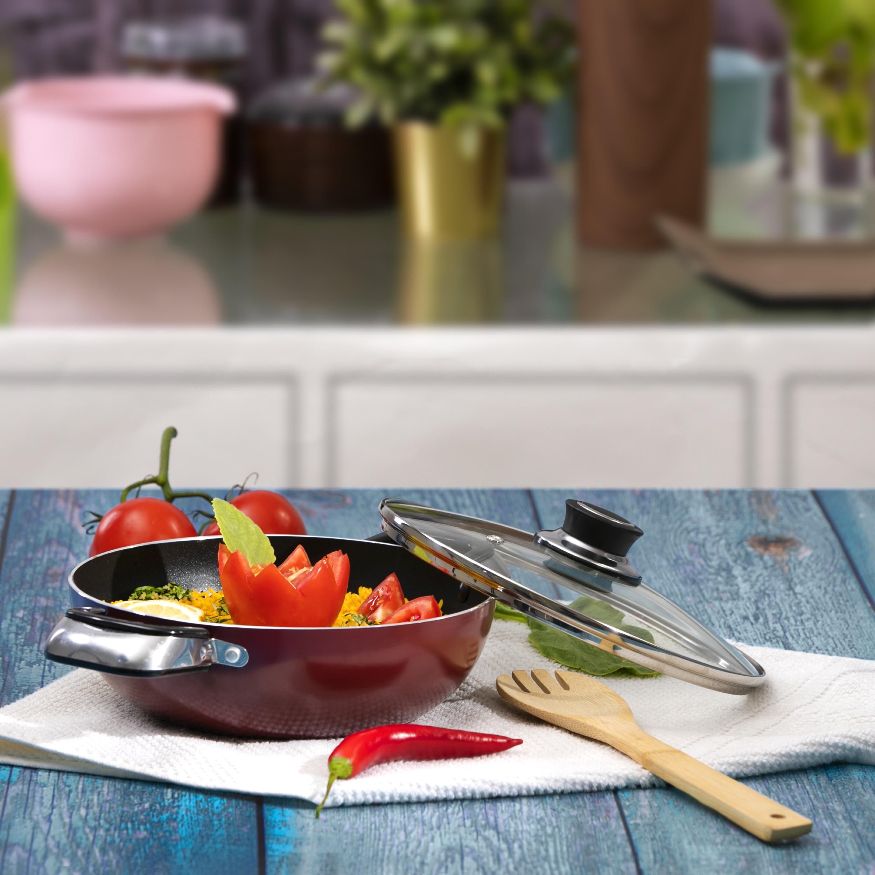 Induction Safe Aluminium Frying Pan with Handle and Glass Lid - 22 cms-household-kitchen-cookware-potsandpans-image-9