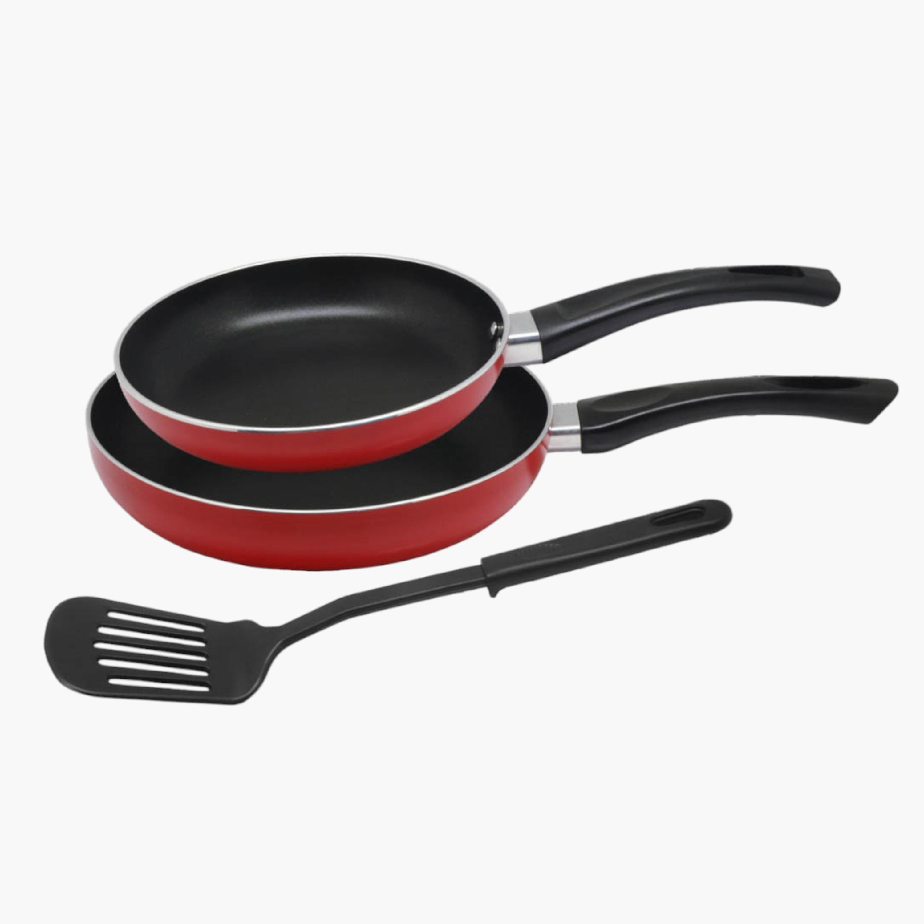 Non-Stick 3-Piece Fry Pan and Nylon Turner Set-household-kitchen-cookware-potsandpans-image-1