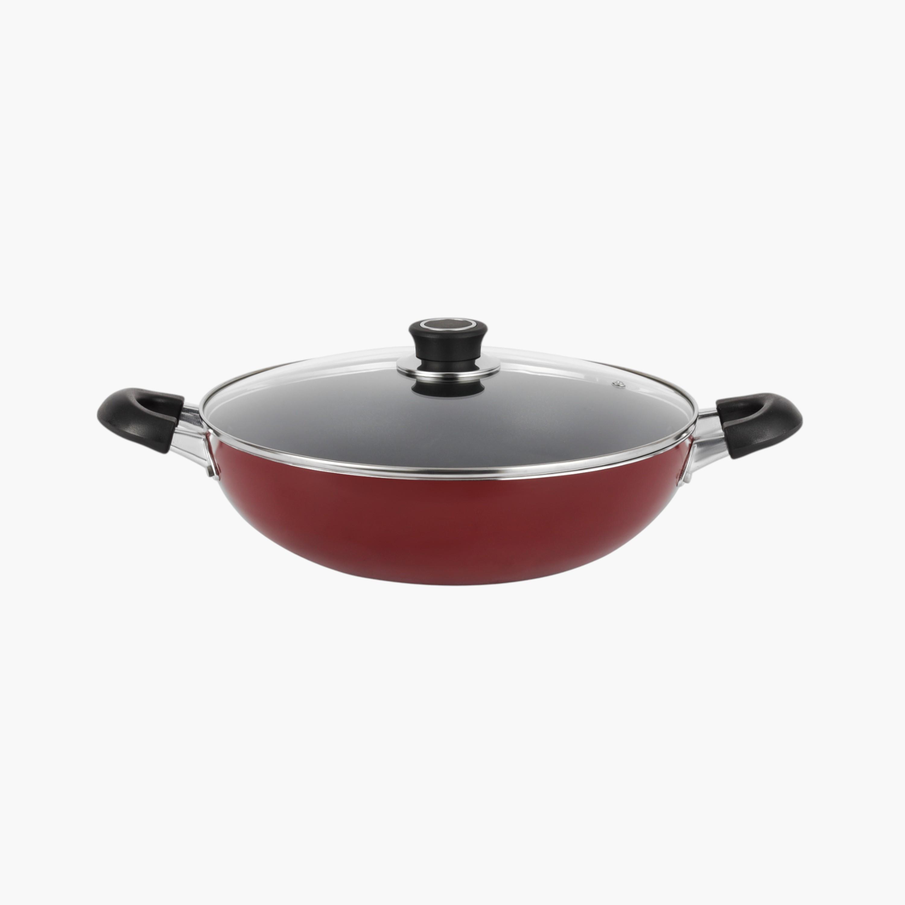 Aluminium Wok Pan with Glass Lid - 30 cms-household-kitchen-cookware-potsandpans-image-3