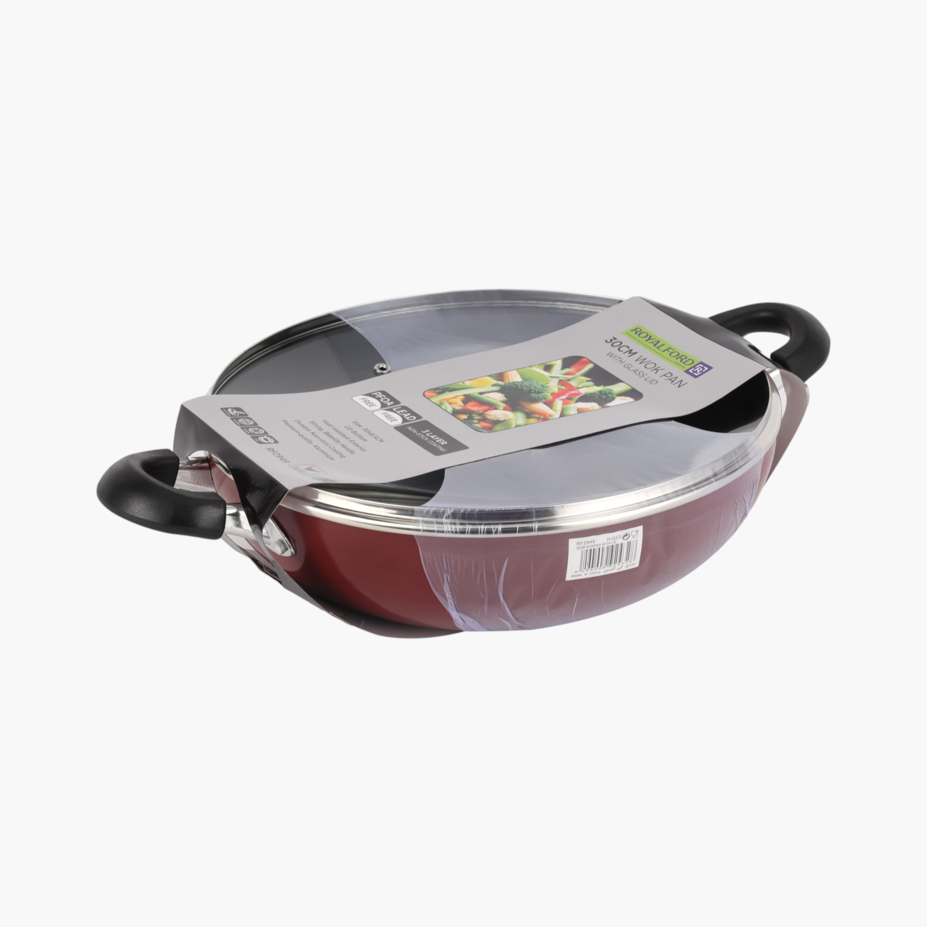 Aluminium Wok Pan with Glass Lid - 30 cms-household-kitchen-cookware-potsandpans-image-8