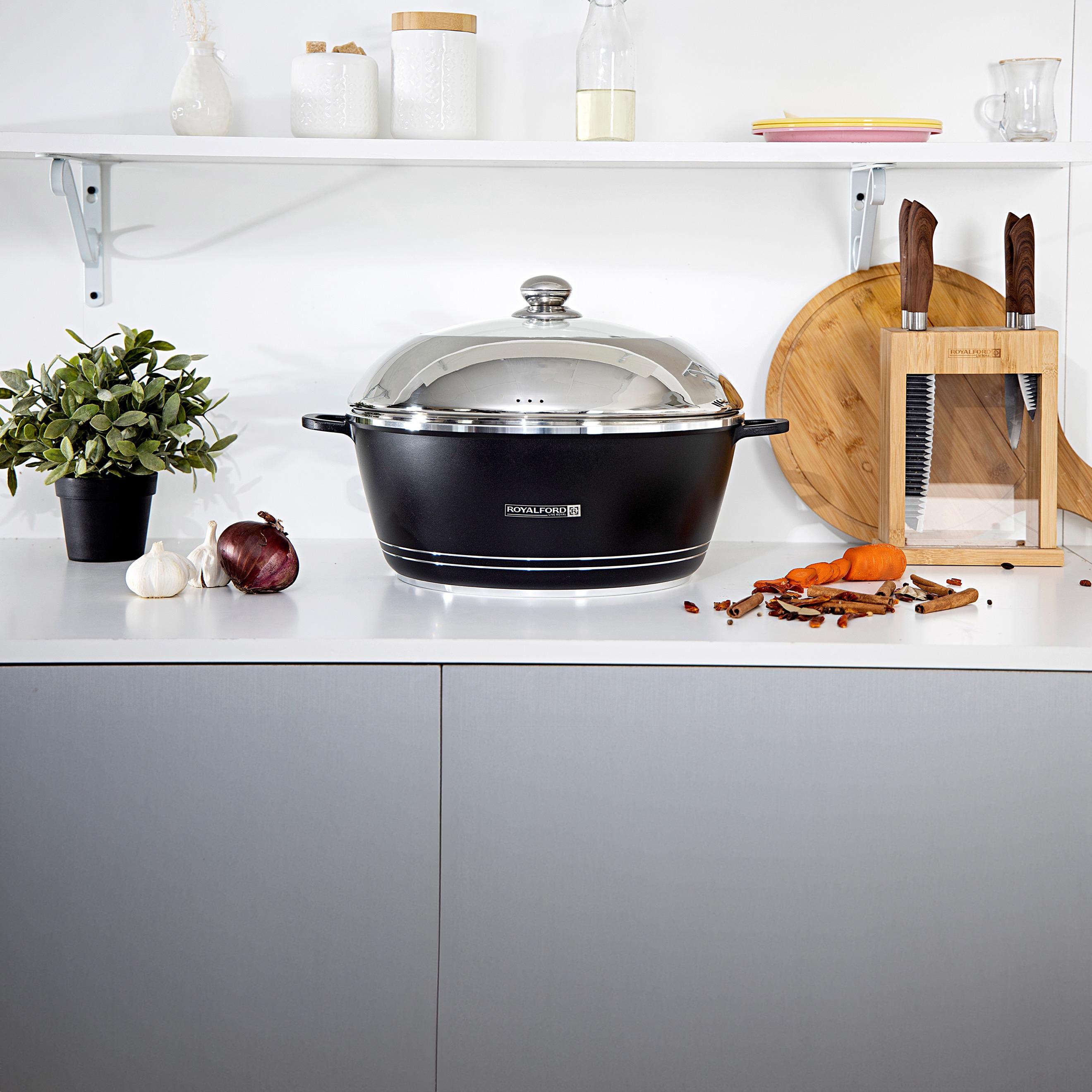 كسرولة ألومنيوم مصبوب بغطاء من رويال فورد - 36 سم-household-kitchen-cookware-potsandpans-image-6