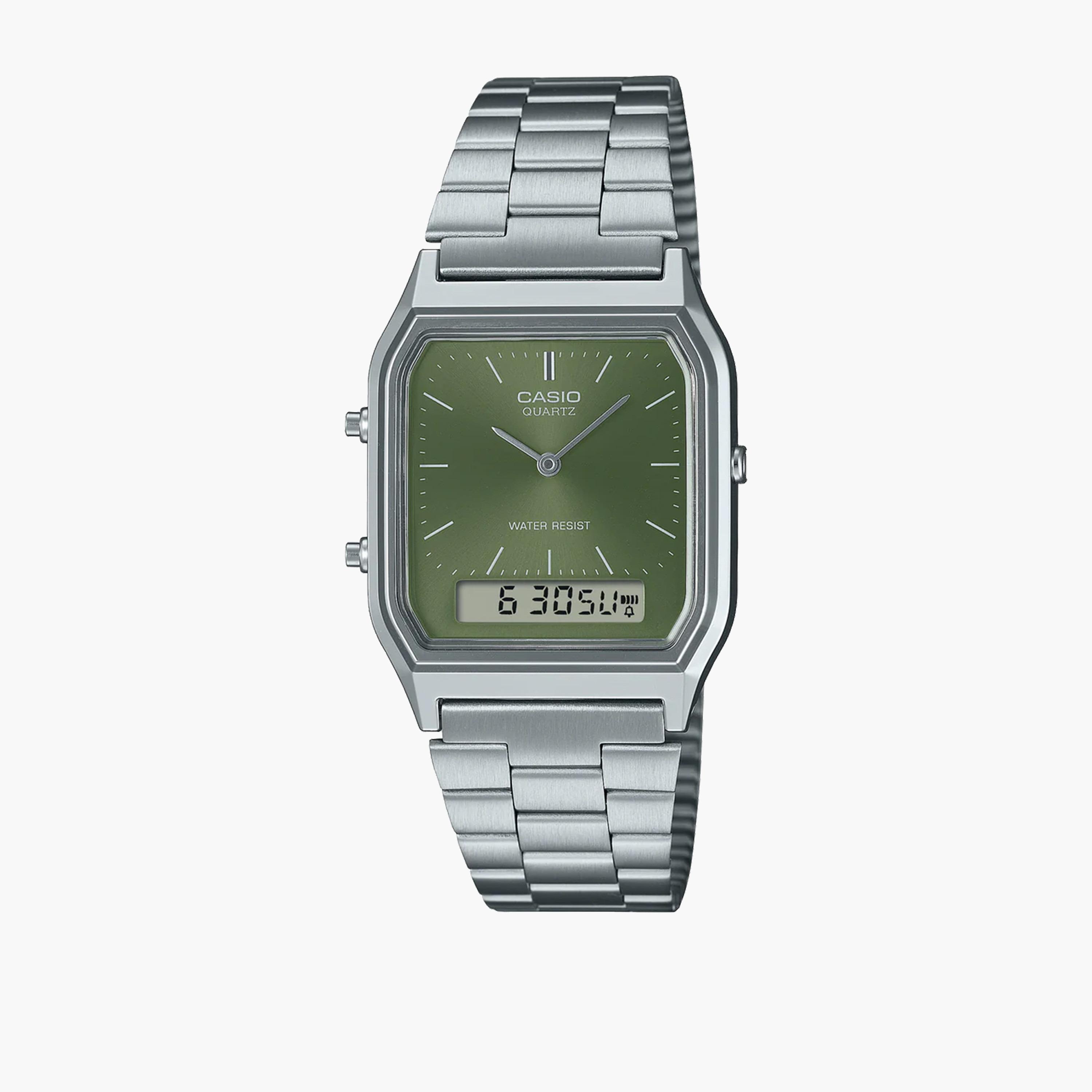 Casio Silver Analog-Digital Stainless Steel Strap Watch | AQ-230A-3AMQYDF-men-watchesandjewellery-watches-image-1