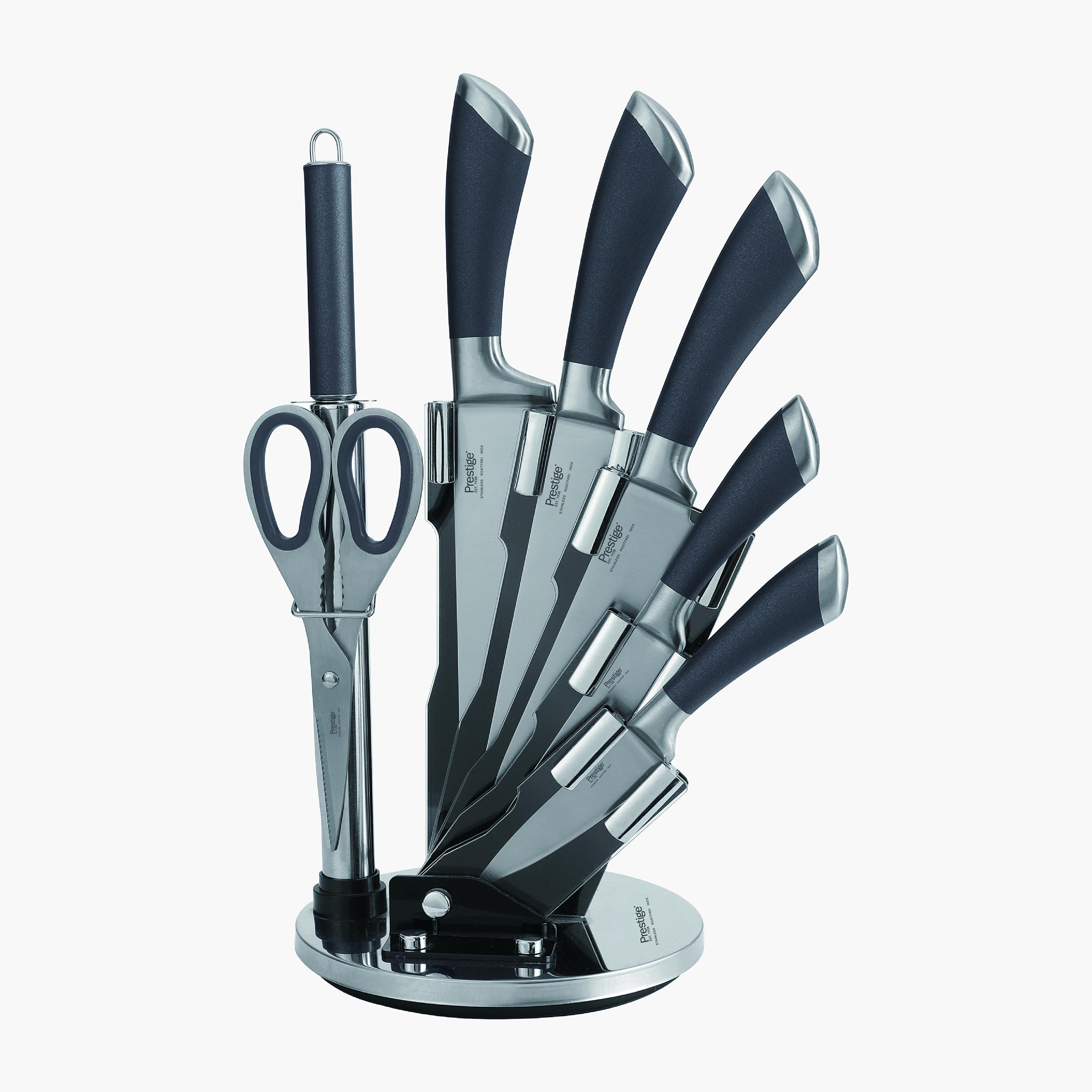 طقم سكاكين بشفرة ستانلس ستيل مع حامل 8 قطع من برستيج-household-kitchen-kitchentoolsandutensils-knives-image-1