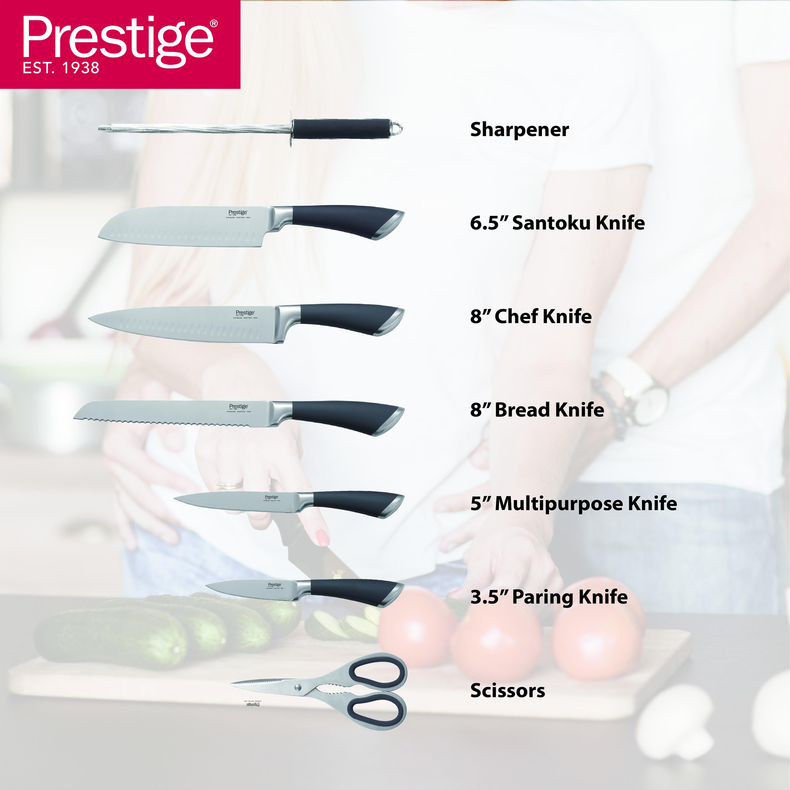 طقم سكاكين بشفرة ستانلس ستيل مع حامل 8 قطع من برستيج-household-kitchen-kitchentoolsandutensils-knives-image-2